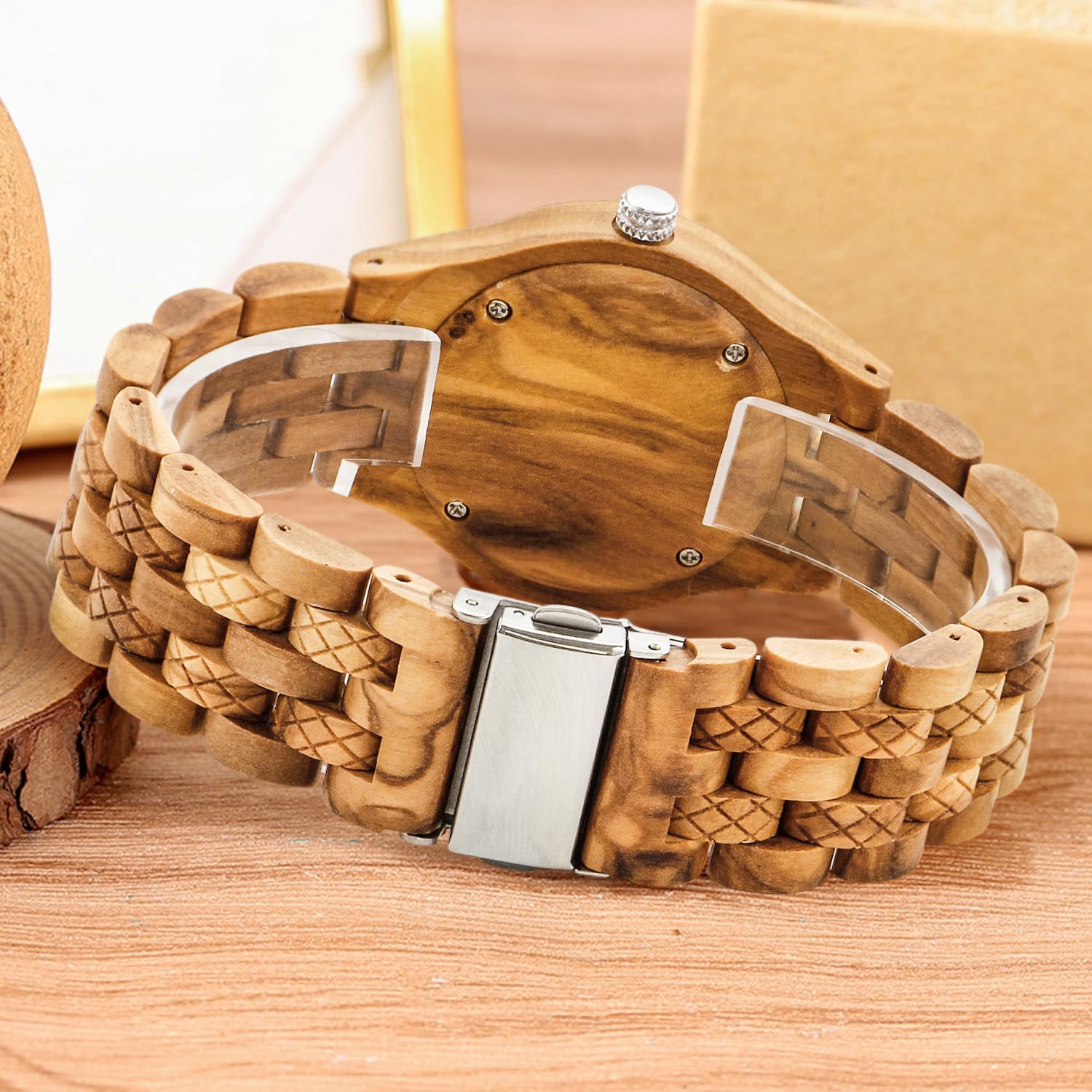 Tiong Orologio analogico da donna in legno, orologio al quarzo in legno semplice in stile arabo