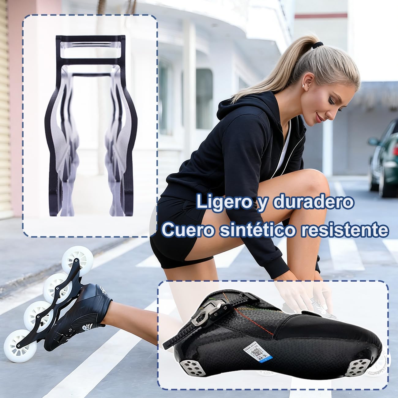 Patines 4 Ruedas Adulto Chasis De Aluminio Hombres Y Mujeres Fibra De Carbono Patines En Linea Adulto para Exteriores UnisexWhite,EU 40/25.9 cm