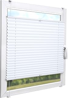 Sol Royal Cortina Plisada SolDecor P26 Persiana Plisada sin perforar para Ventanas y Puertas - Estores sin taladrar con Klemmfix 75x100 cm Blanco