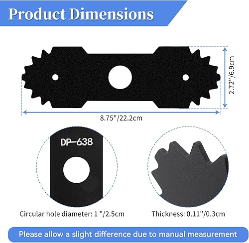 Miniatura 3 de 638006008 Cuchilla para cortacésped con dientes compatible con Ryobi Edger RY13050 RY13050A RY15518 RY40030, Homelite Black Max Edger, 8-34 pulgadas
