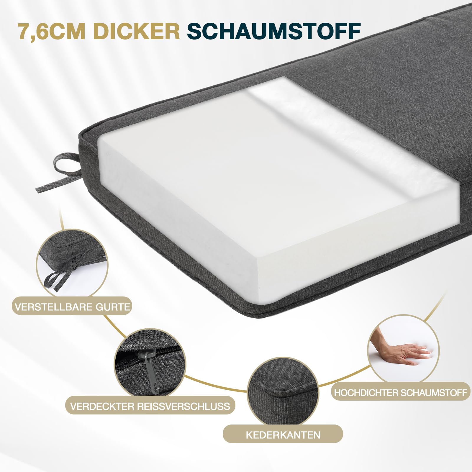 Aoodor Bankauflage Sitzpolster 118 x 45 x 8 cm