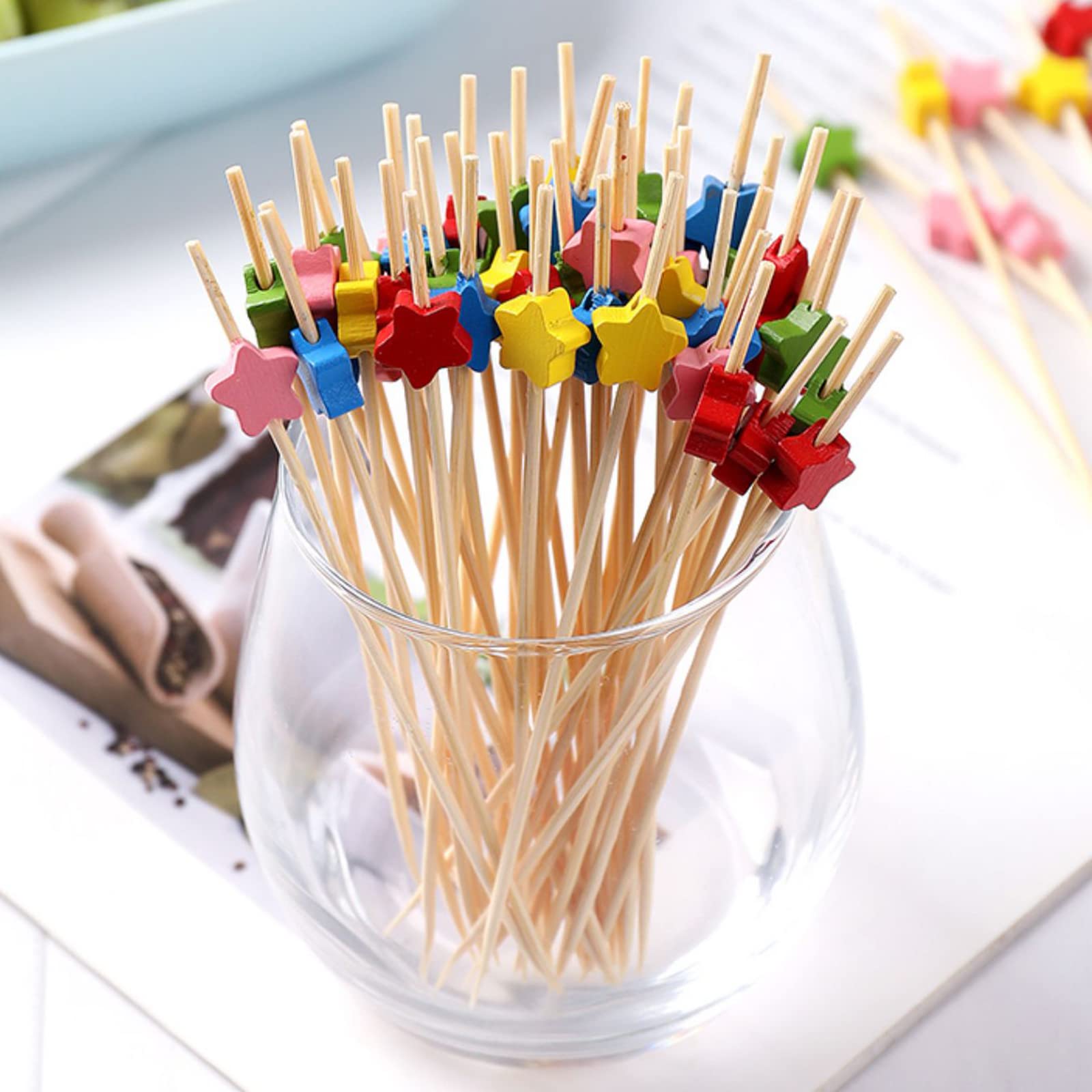 300 Stuzzicadenti Decorativi Per Cocktail - 3 Stili: Stelle, Cuori E Fiori, Lunghezza 12 Cm - Foto 5