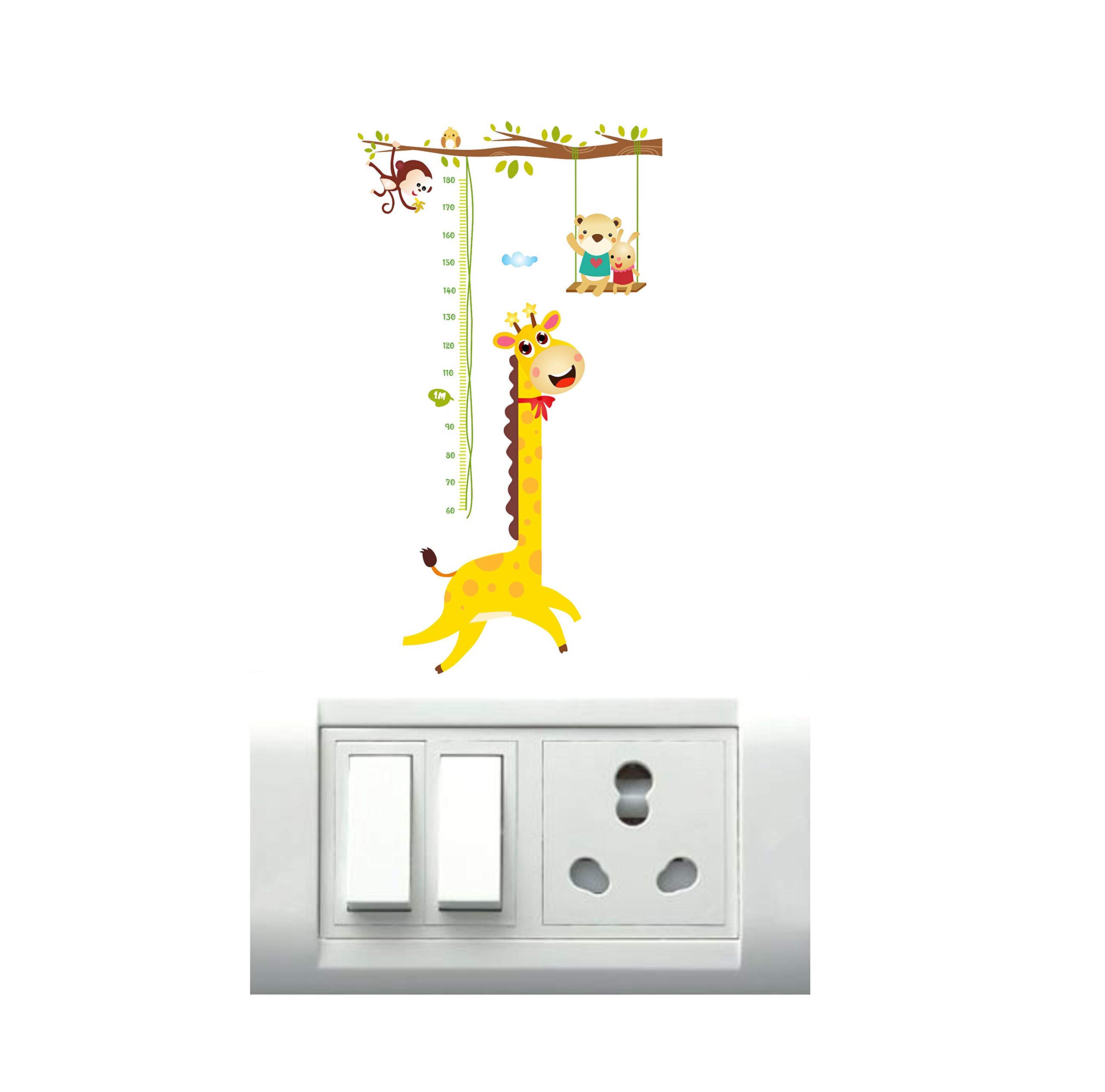 Decor Villa Vinyl PVC Animals Switch Board Wall Sticker, 33 x 25 cm, Multicolour 2