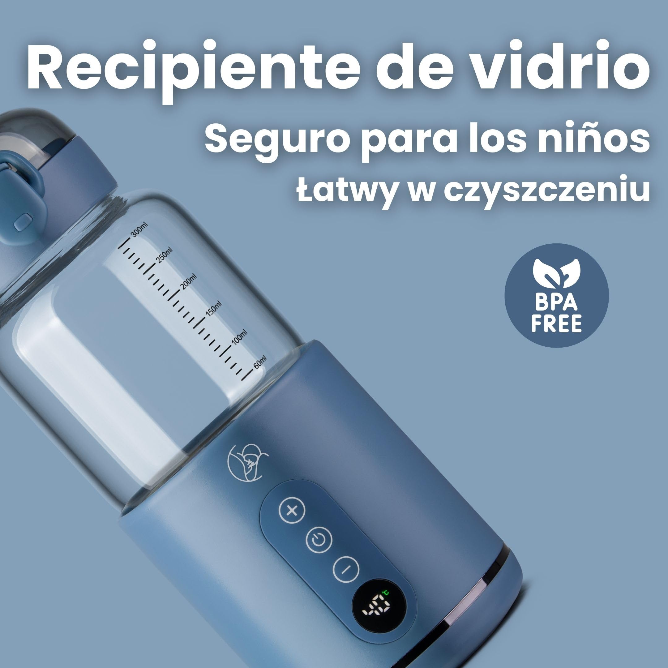 Calentador de Biberones Portátil Para Viajes, Calentamiento Rápido y Control Inteligente de Temperatura, Recargable Por USB (azul)