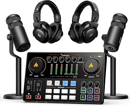 Miniatura 10 de MAONO Paquete de equipos de podcast: mezclador de interfaz de audio con entrada XLR dual para transmisión de podcasts - MaonoCaster E2 Gen2