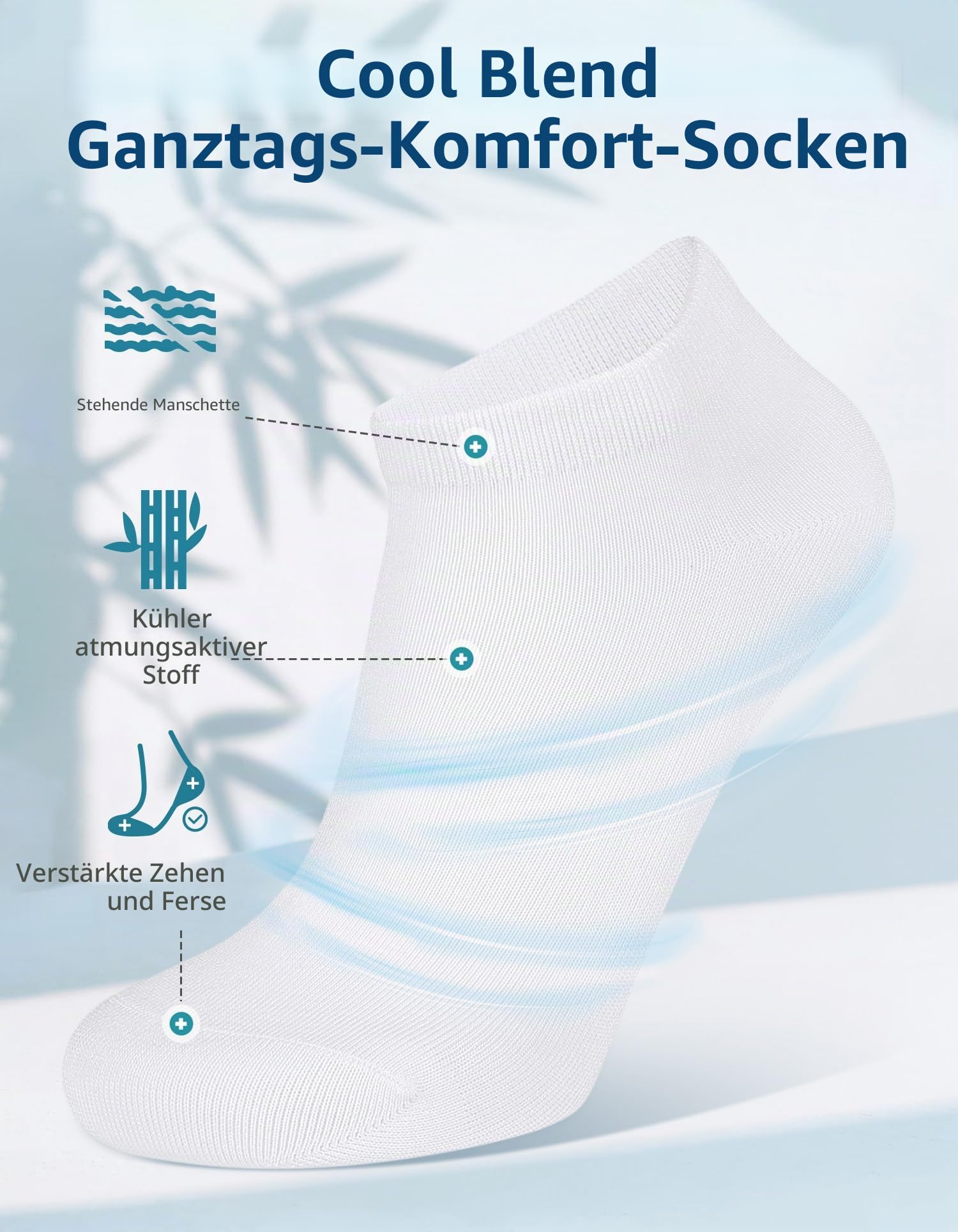CLOSEMATE 6 Paar Bambus Socken Herren Damen 39-42 43-46, Dünne Sneaker Socken, Atmungsaktive Kurze Socken für Sommer