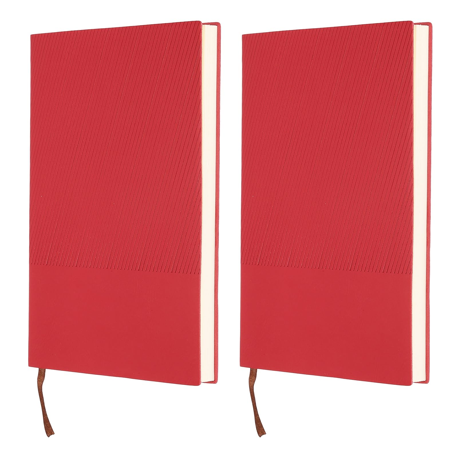 PATIKIL Lined Journal Notebook 8.3"x5.7" 2Pcs A5 60Pages Journal Book Ribbed 80GSM, Red