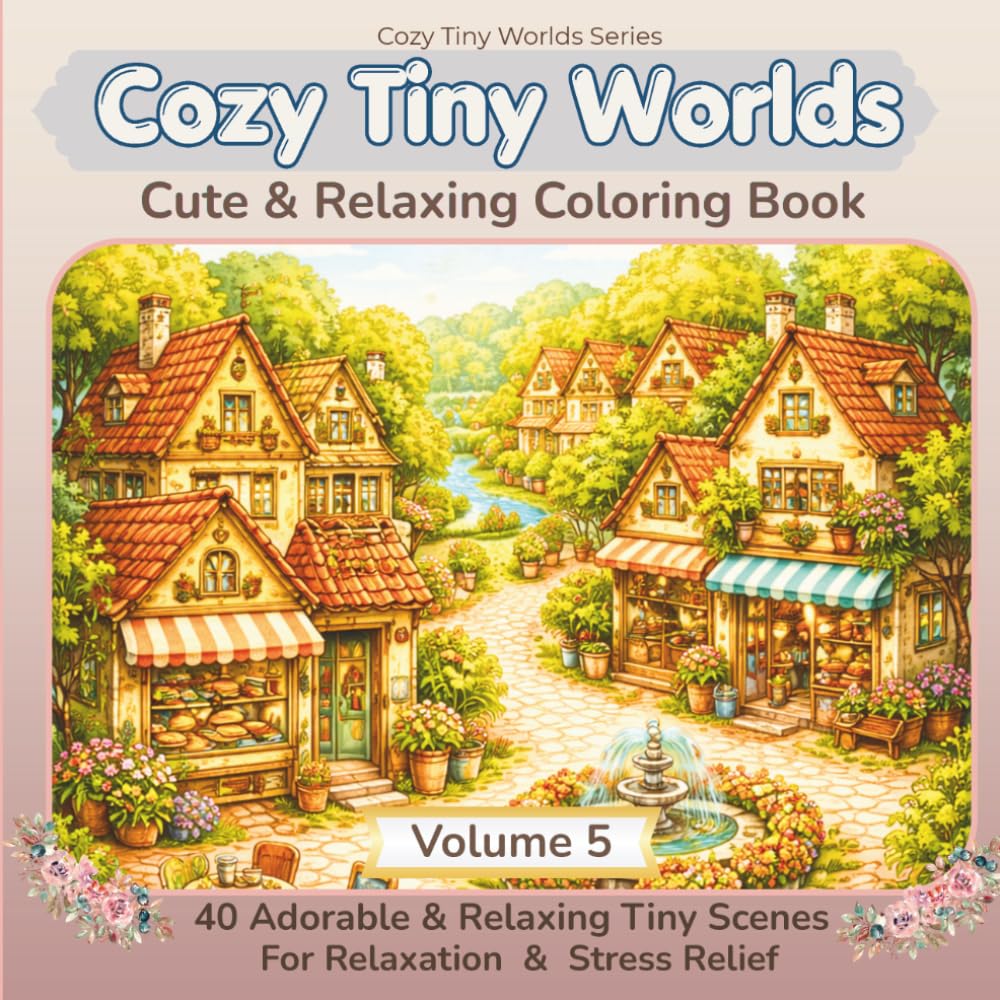 Tiny Worlds Coloring Book: 40 Tiny Village and Dream Home Scenes for Relaxation and Creativity (Cozy Tiny Worlds Series)