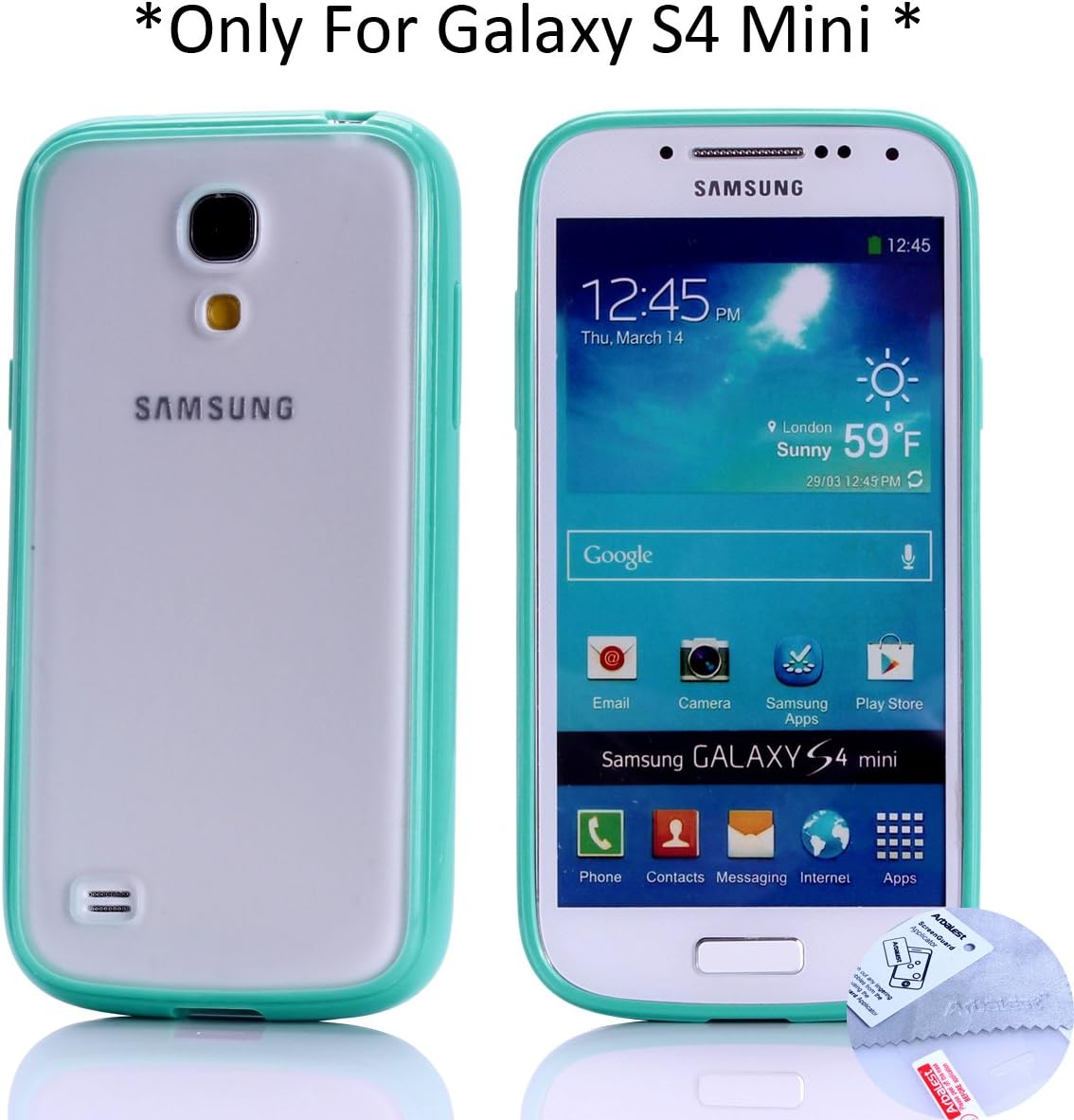 Arbalest Galaxy S4 Mini Case, [Hybrid Bumper] TPU Hybrid Transparent Matte Back Cover with Sleek Solid Border Protective Case for Samsung S4 Mini GT-9192/9195- Turquoise, Gifts 1X Screen Protector