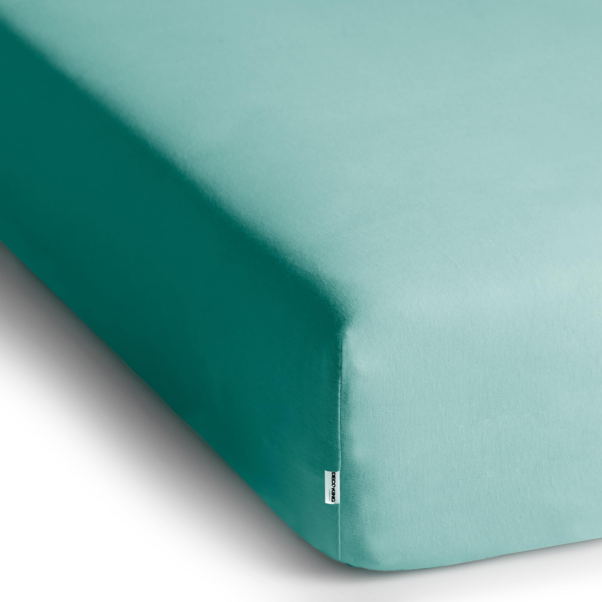 DecoKing Fitted Sheet Double 100% Combed Cotton Soft Jersey Bed Sheet 120x200-140x200 cm Light Turquoise Amber - Image 3