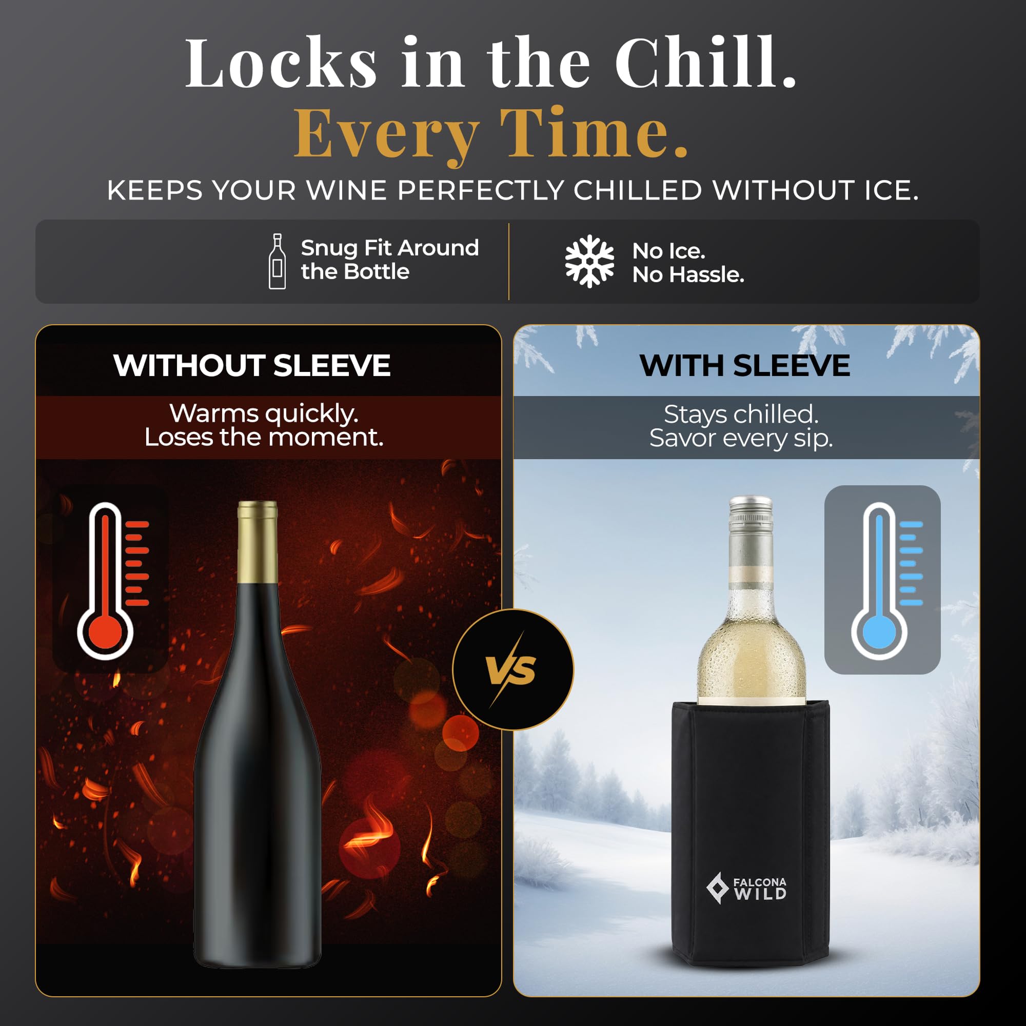 Wine Cooler Sleeve - Fits Wine and Champagne Bottles – Chiller Ice Sleeve — Amazon image 7