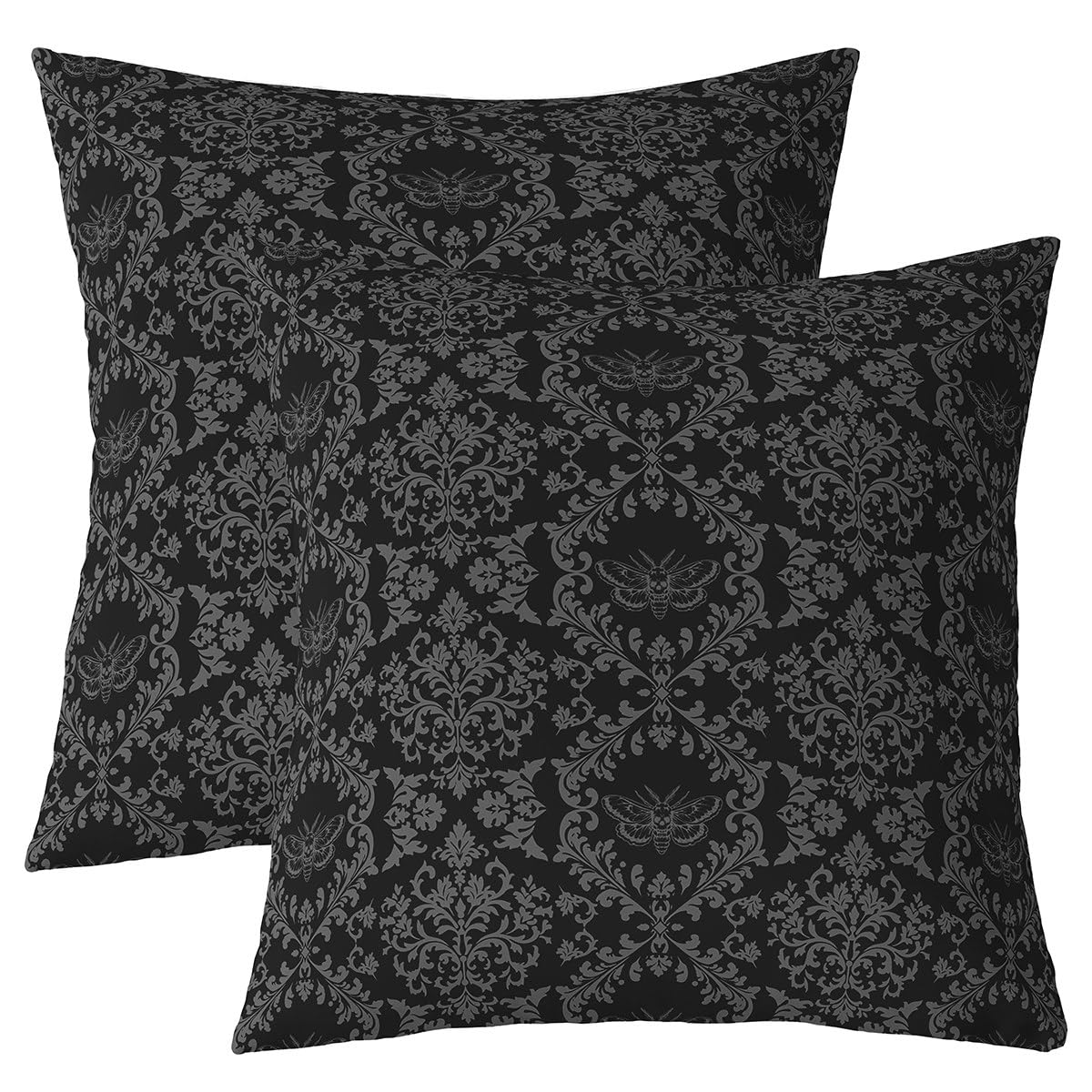 Housse de coussin papillon de la mort gothique grise 45x45 cm pour deco de chambre lot de 2