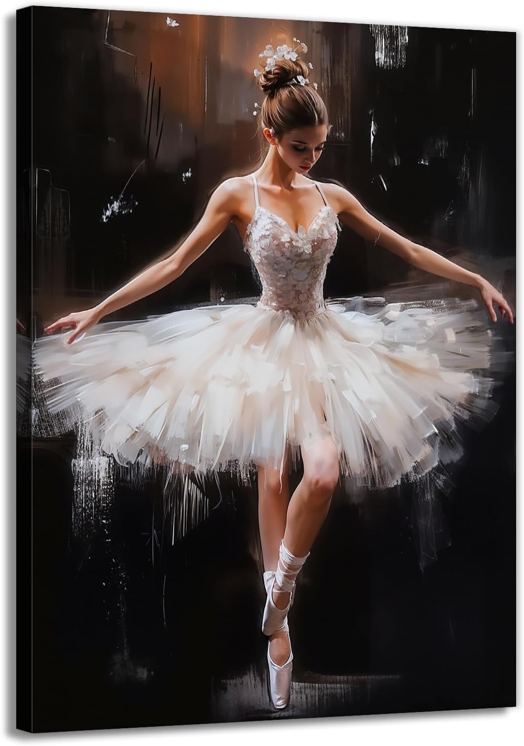 KPLUNDO Ballerina Wall Art Elegant Dancer Portrait Painting Canvas Print Abstract Dance Girl Poster Art Print for Living Room Bedroom Girls Room Wall Decor Ready to Hang(Artwork-1,12"x18")