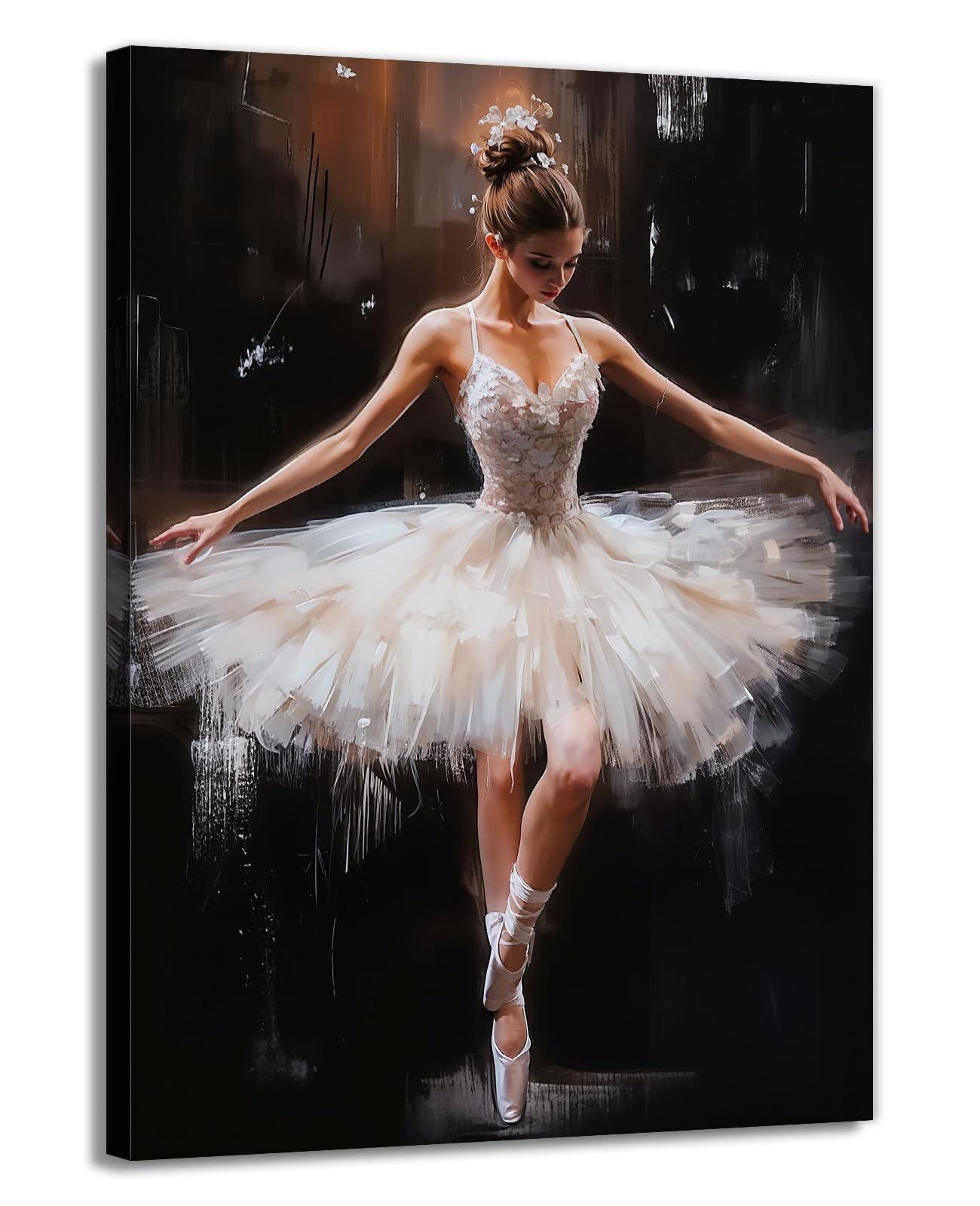KPLUNDO Ballerina Wall Art Elegant Dancer Portrait Painting Canvas Print Abstract Dance Girl Poster Art Print for Living Room Bedroom Girls Room Wall Decor Ready to Hang(Artwork-1,12"x18")