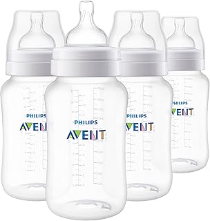 Philips AVENT Anti-Colic Baby Bottles, 11oz, 4pk, Clear, SCY106/04