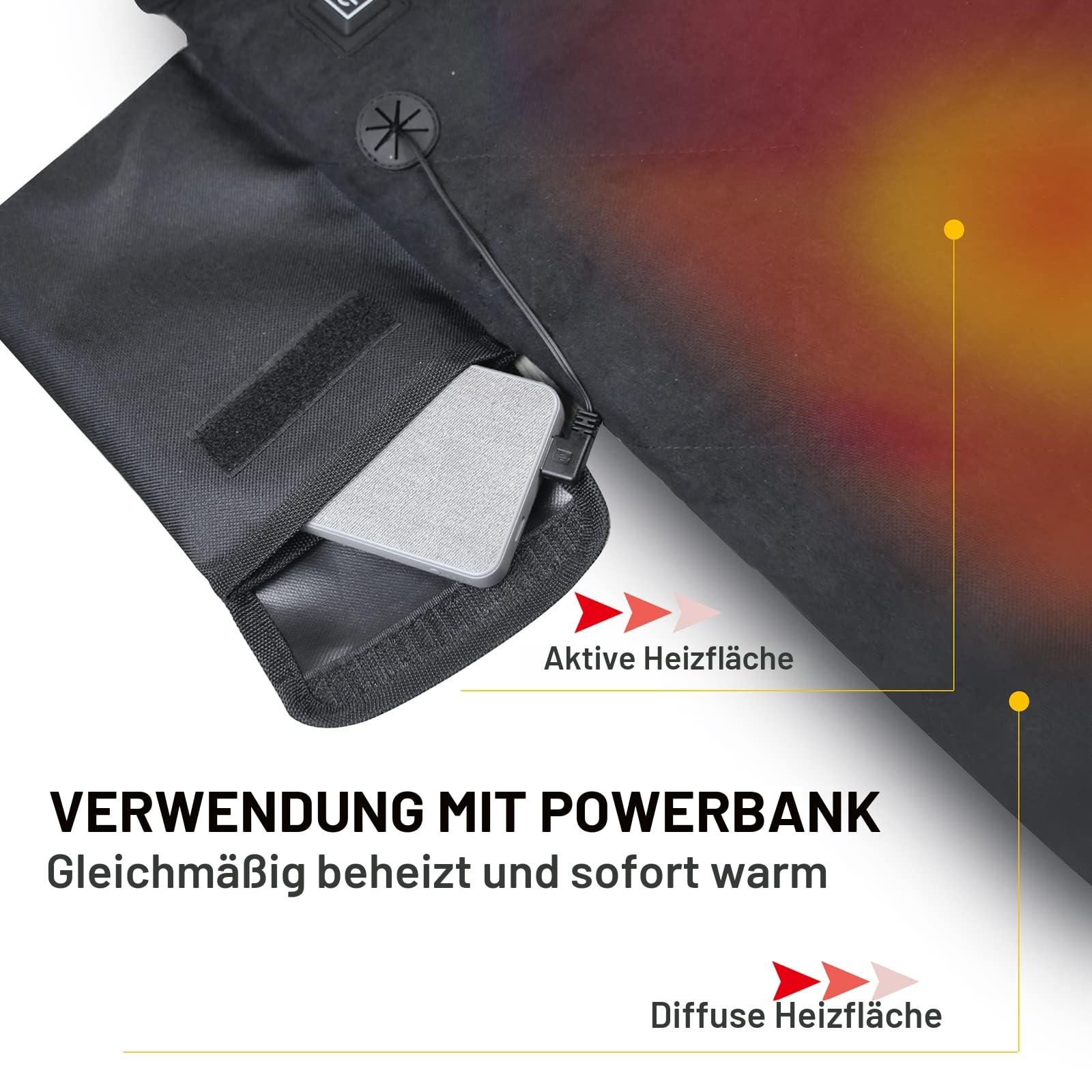 40,6 cm beheiztes Stadion-Sitzkissen, tragbares USB-beheiztes Sitzkissen für Outdoor-Bleicher, Camping, Angeln, Heizkissen , verbesserte 3 Stufen