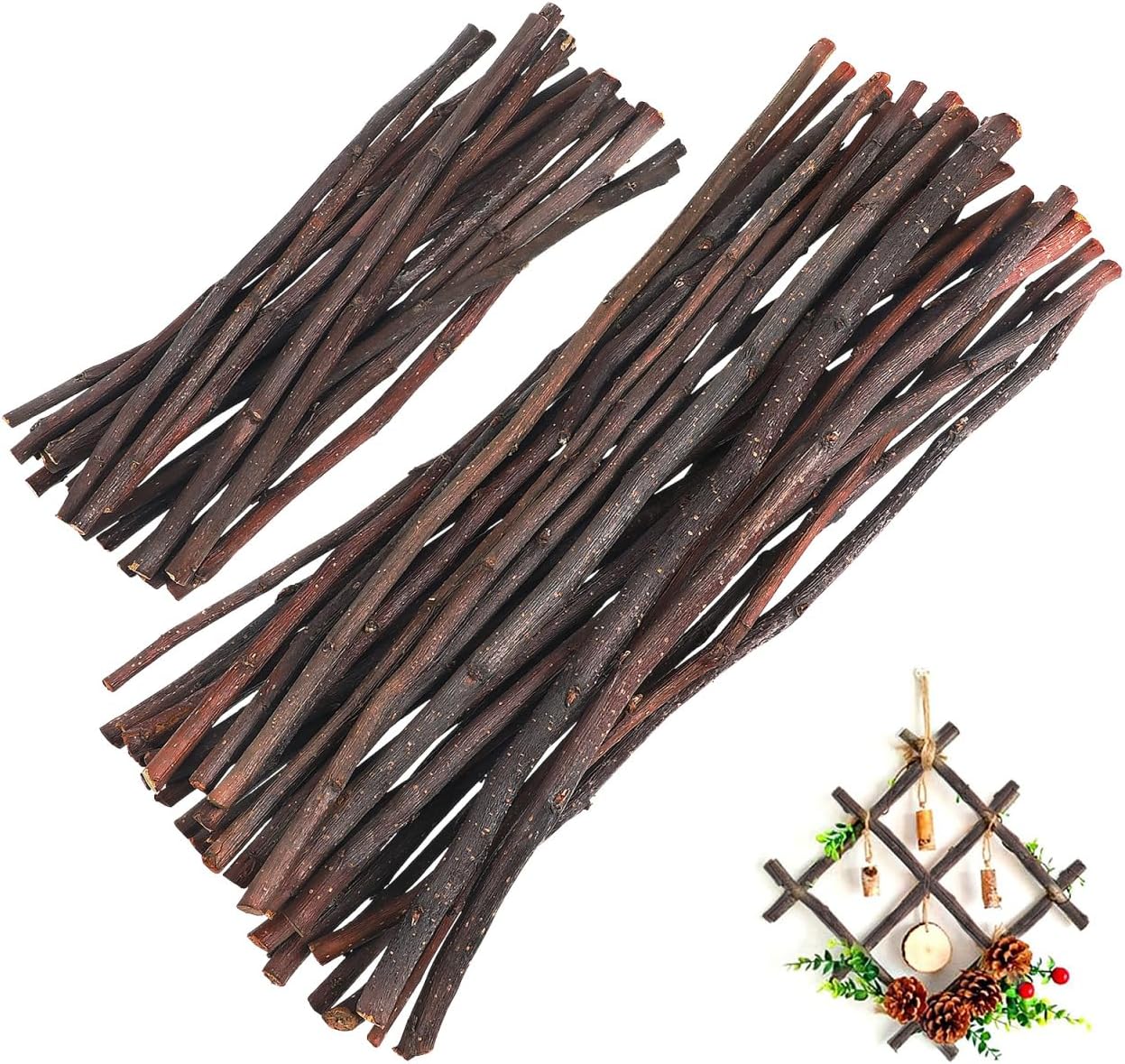 Veemoon 50 Pcs Natural Wood Craft Sticks Mixed Lengths Wooden Twigs for DIY Projects Home Decor Photo Props and Crafting Supplies