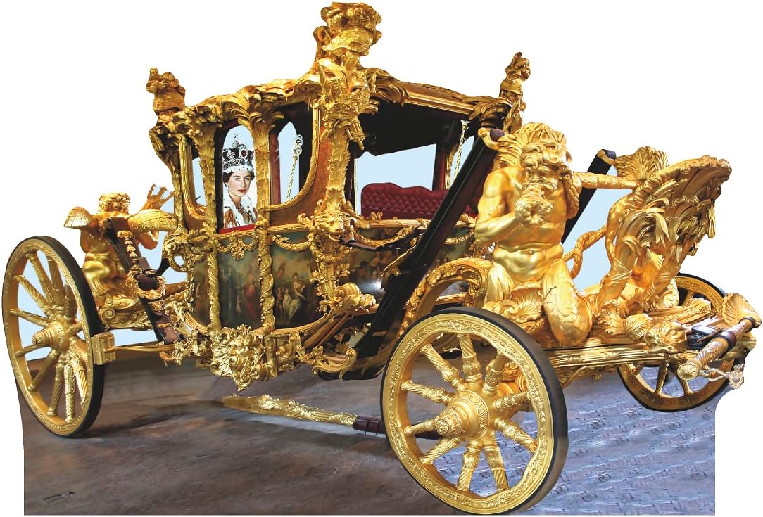 Queen Elizabeth Gold Stage Coach Jubilee Cardboard Cutout – 70 x 47 in Standee