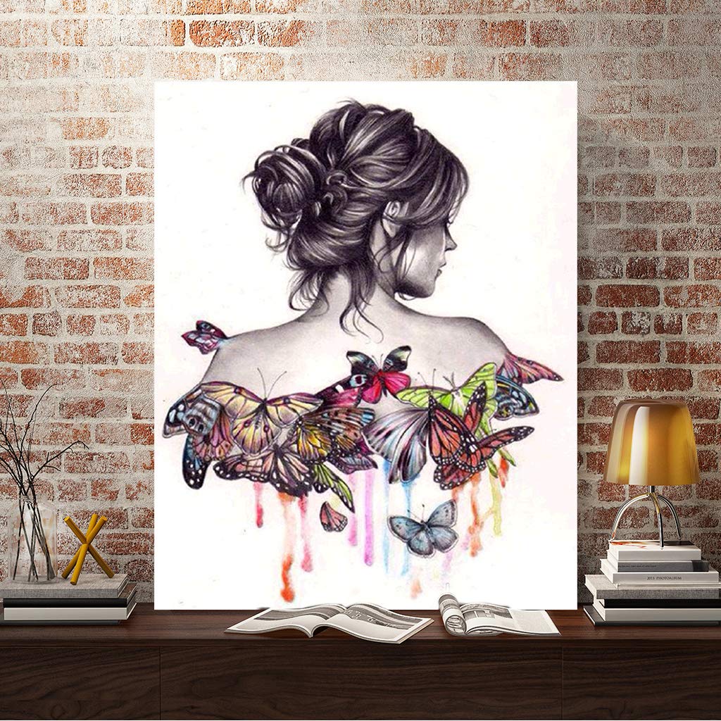 DCIDBEI 40X50CM / 16X20 Pouces 5D Diamant Peinture Point De Croix Broderie Diamond Painting Kits Fée Papillon Salon Chambre Décoration Autocollant Toile De Point De Croix Murale Cadeau