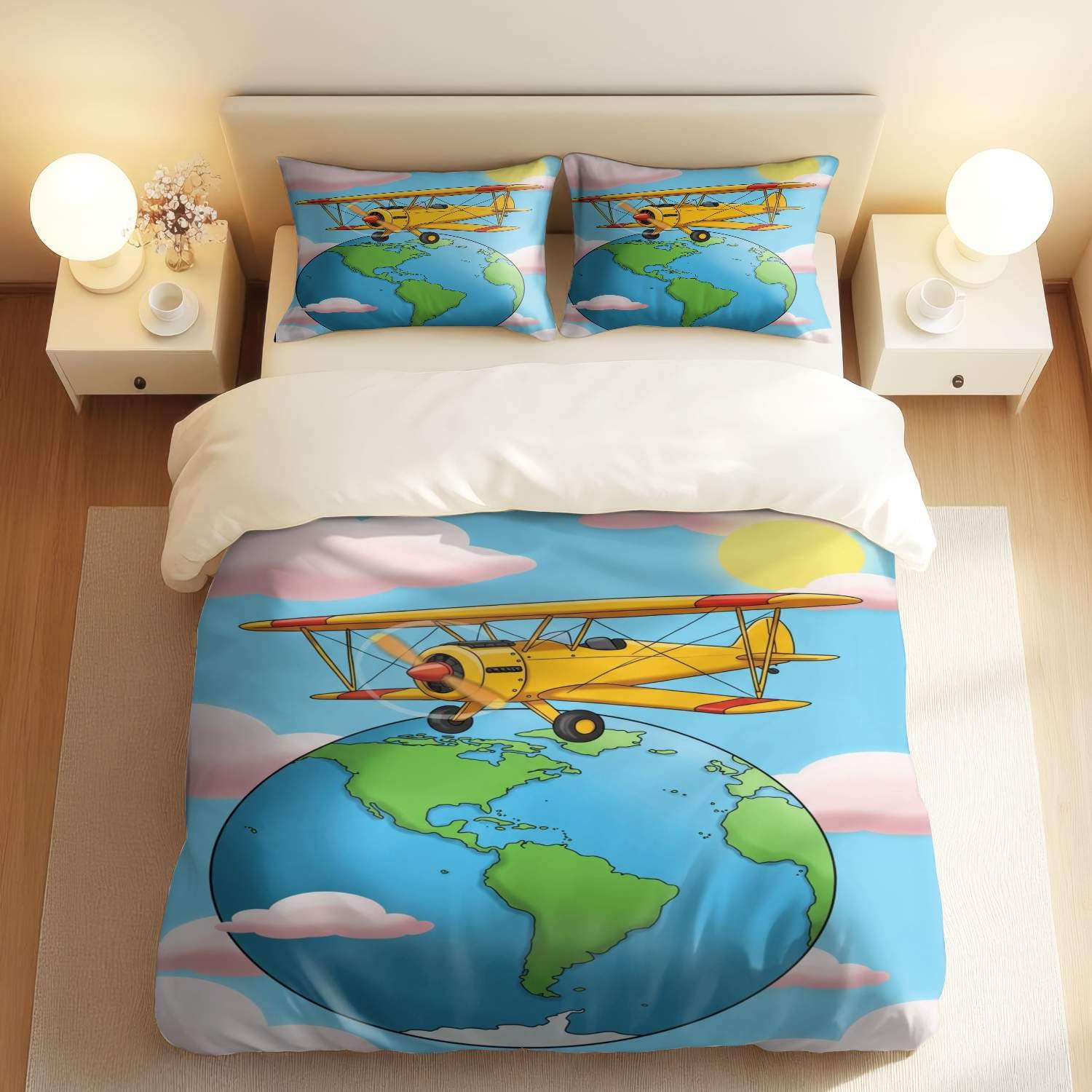 Housse de couette hélicoptère 3D en impression HD pour décoration de chambre moderne