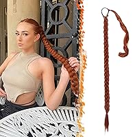 Vista 96 de BARSDAR Extensión de Cola de Caballo Trenzada de 30 Pulgadas de Largo - Extensiones de Cabello de Cola de Caballo Trenzada Rubia Recta Envolvente