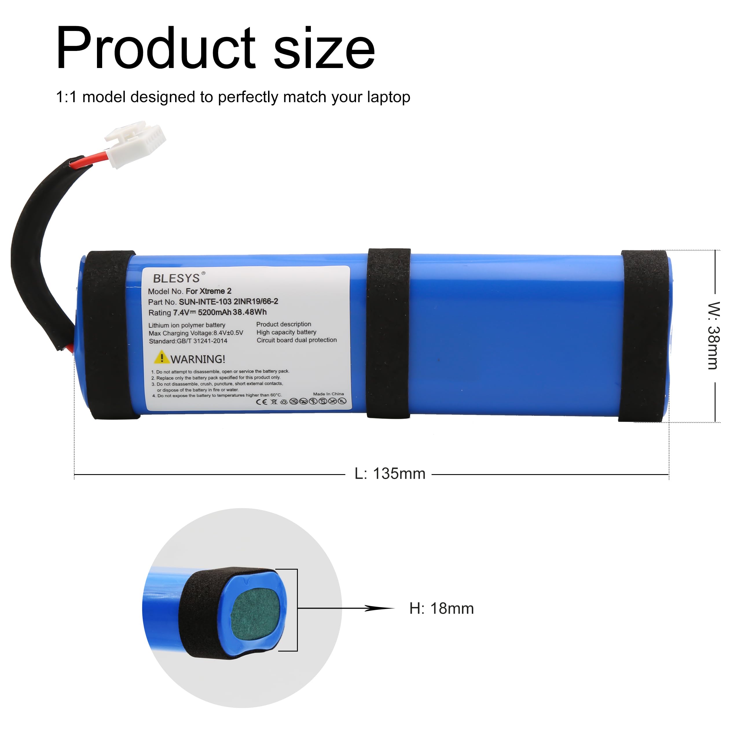 Batteria Di Ricambio Per JBL Xtreme 2 – 7,4V 6800mAh Agli Ioni Di Litio, Alta Qualità