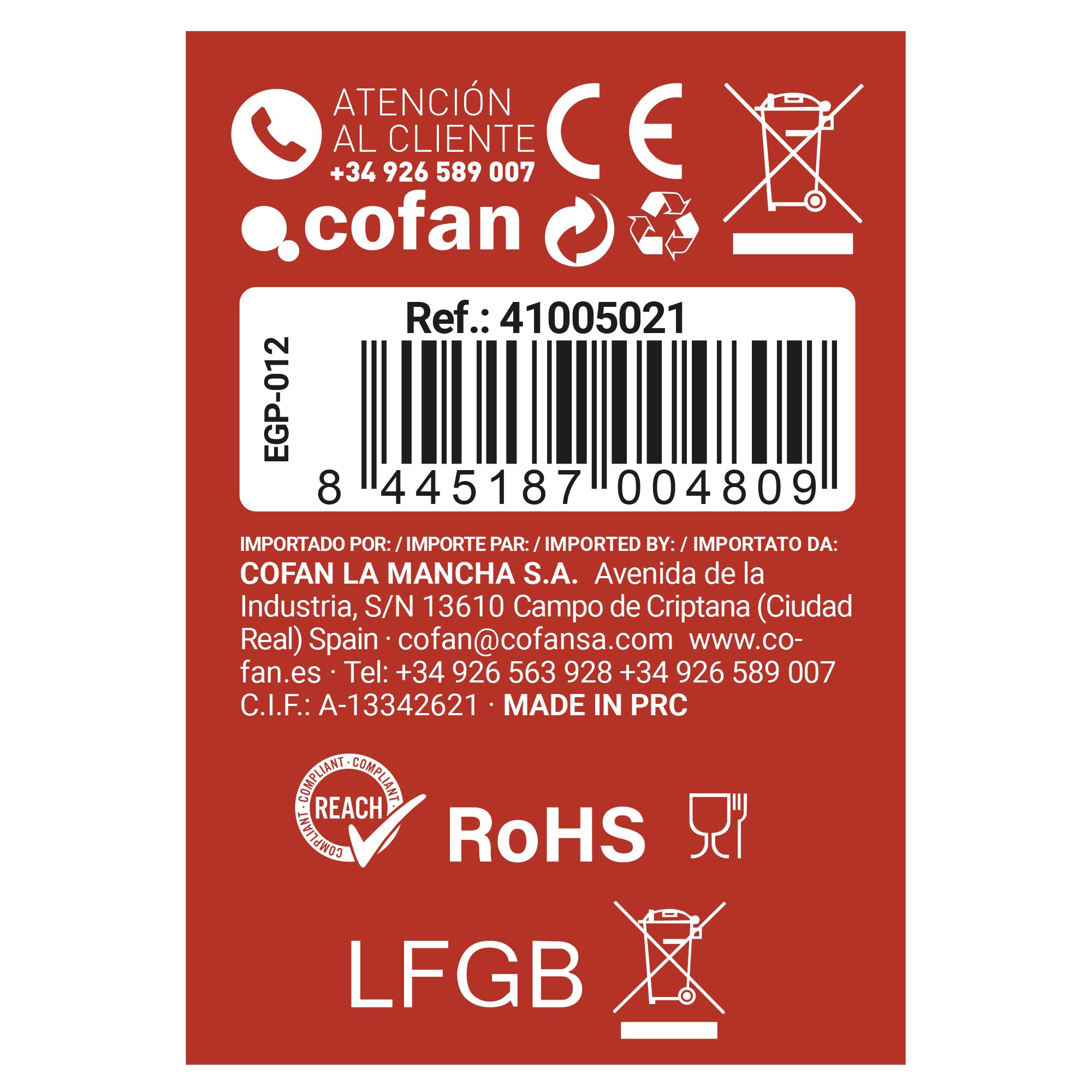 Cofan Plancha Asadora Eléctrica Modelo Baikal | Placa de aluminio antiadherente | Potencia de 2000 W | Medidas: 45 x 25 x 7 cm
