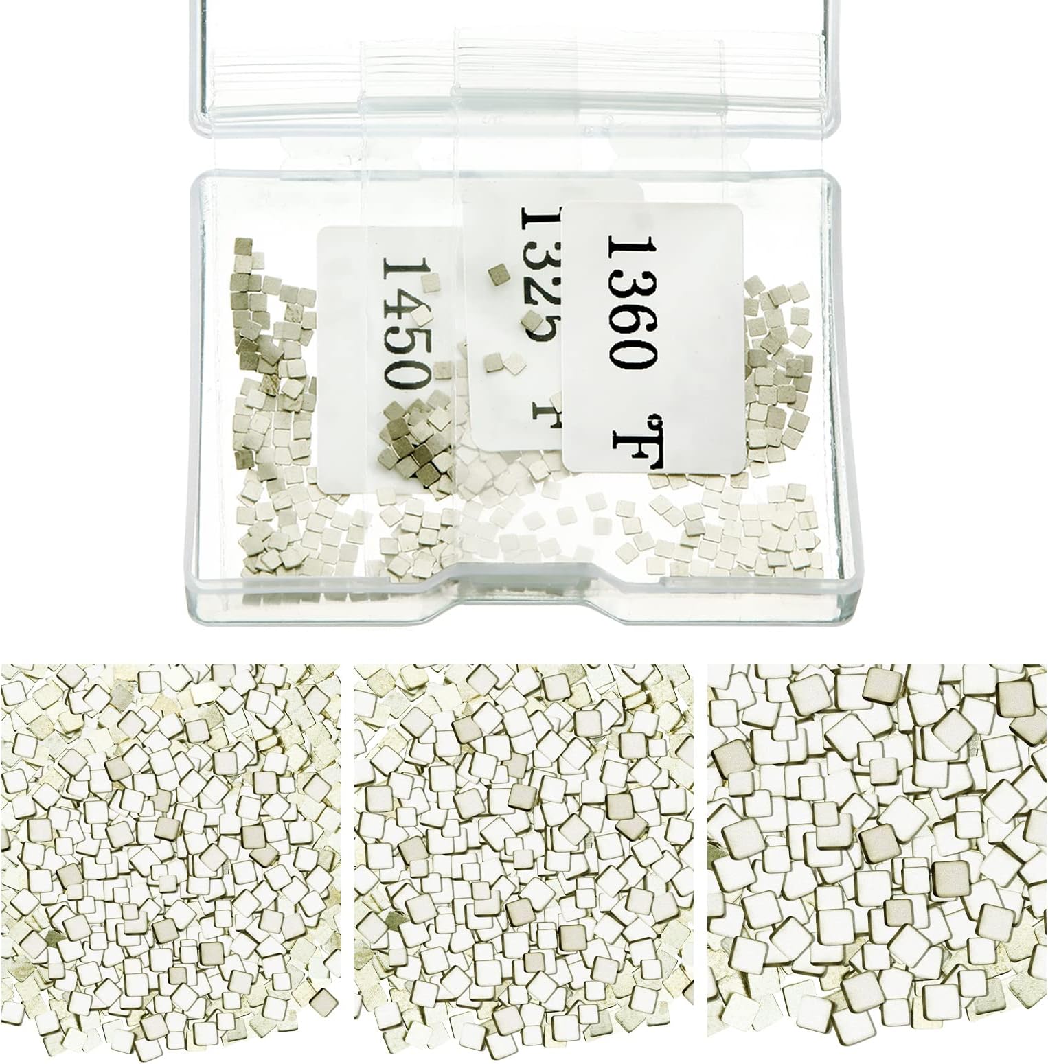 Moxweyeni 4.5 Grams (About 500 Pcs) Silver Solder Jewelry Precut Chips Solder Ultra Tiny Medium Density Easy Solder for Jewelry 2 x 2 mm (E Solder, M Solder, H Solder)