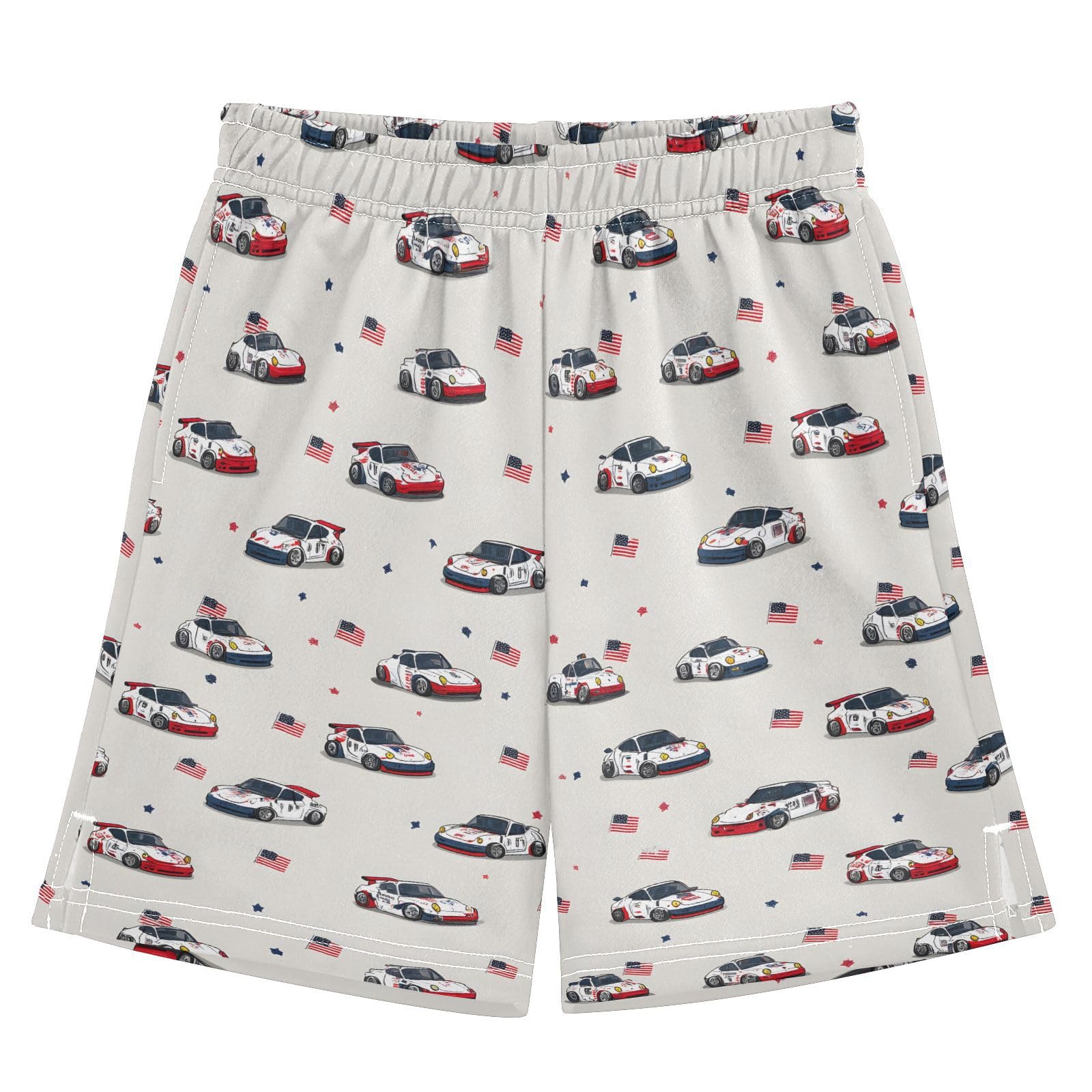panksolu boy Shorts Falg Racing Cars Youth Athletic Shorts for Boys and Girls 10-11 Y Multicolor
