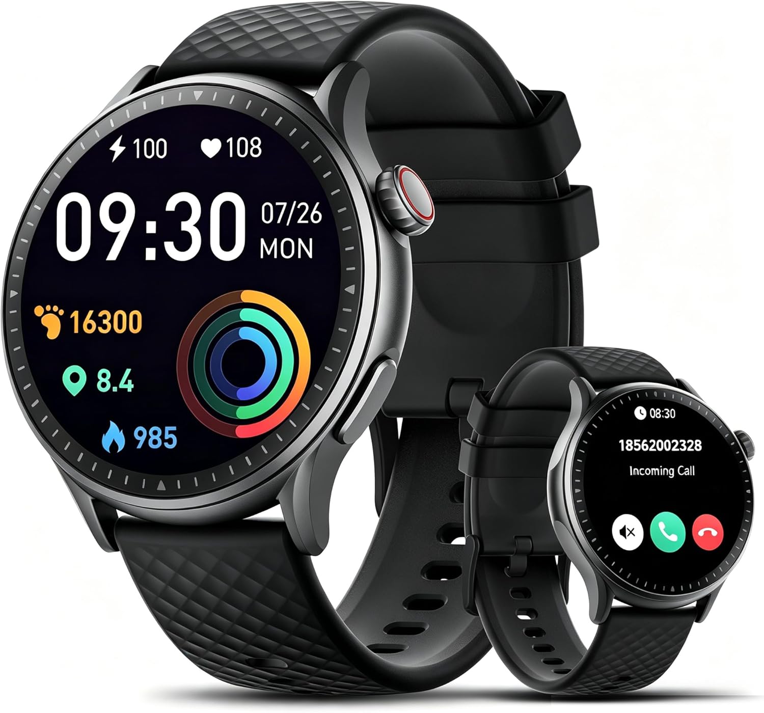 Fitness Smart Watch for Men Women, 2026 New Running smartch,1.46'' AMOLED Ultra-HD Screen Fitness Tracker with Heart Rate/Sleep/SpO2 Monitor, 3ATM Waterproof Smartwatch for iPhone/Samsung/Android