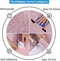 Vista 29 de CRE8TIVE Papel tapiz de seda texturizado para dormitorio de niñas, 12 x 354 pulgadas, papel adhesivo rosa sólido, impermeable, extraíble, hojas