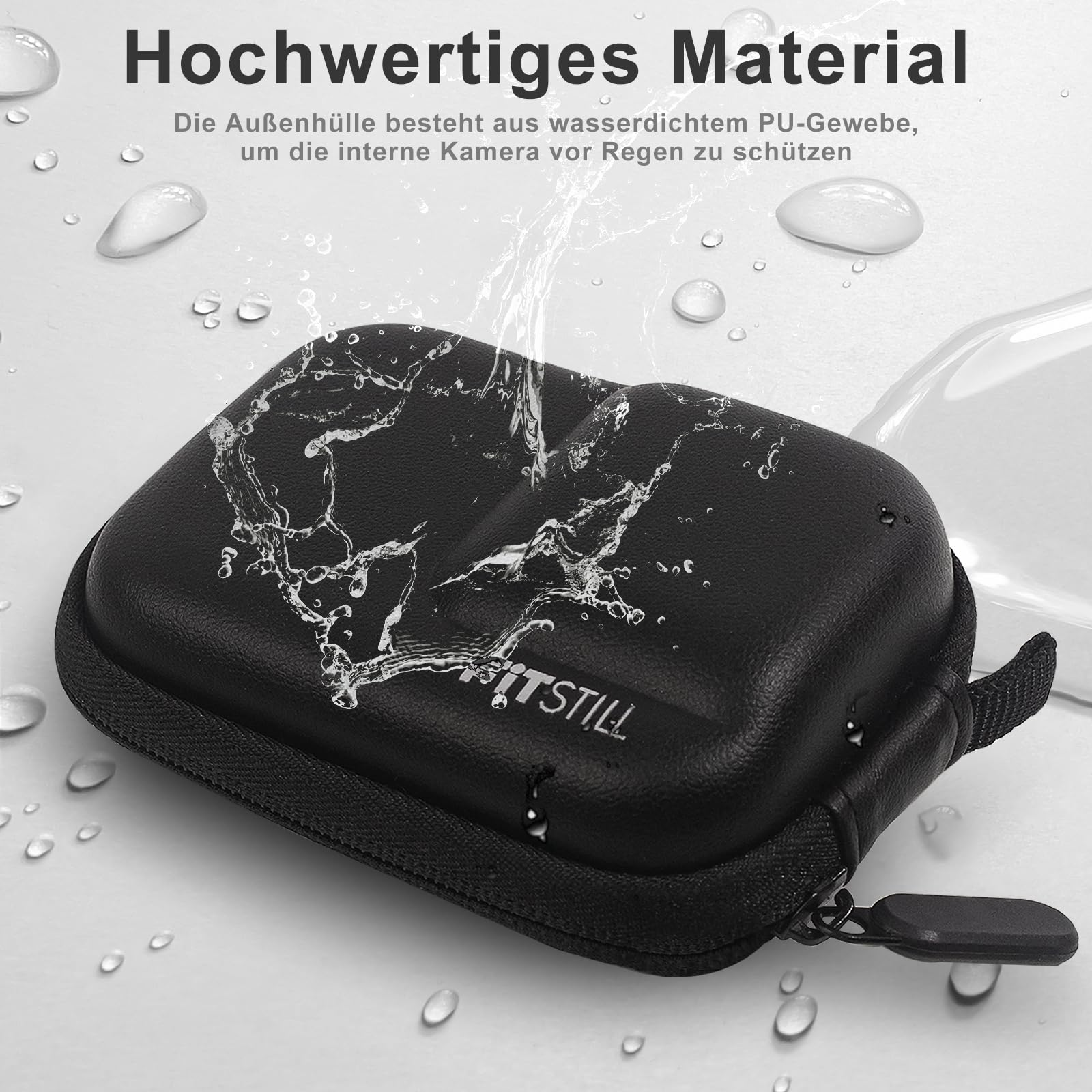 FiTSTILL Schwarze PU-Mini-Aufbewahrungstasche für INSTA360 ace pro 2/ace pro/ace/go Ultra Tragbares Design mit Doppelreißverschluss, Zubehör für Ace Pro 2/Ace Pro/Go Ultra