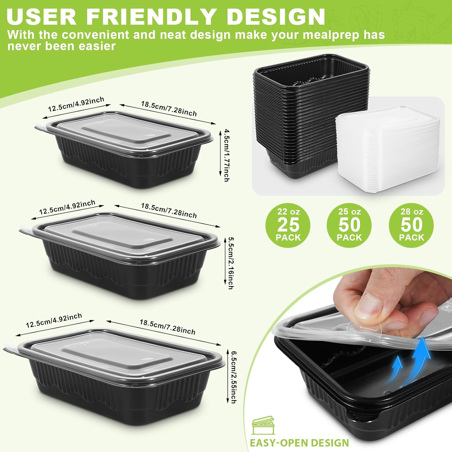 25-Pack Meal Prep Containers,22 Oz 1-Compartment to go Food Containers with Lids, Reusable Lunch Box |BPA Free|Stackable, Microwave/Dishwasher/Freezer Safe - Image 2