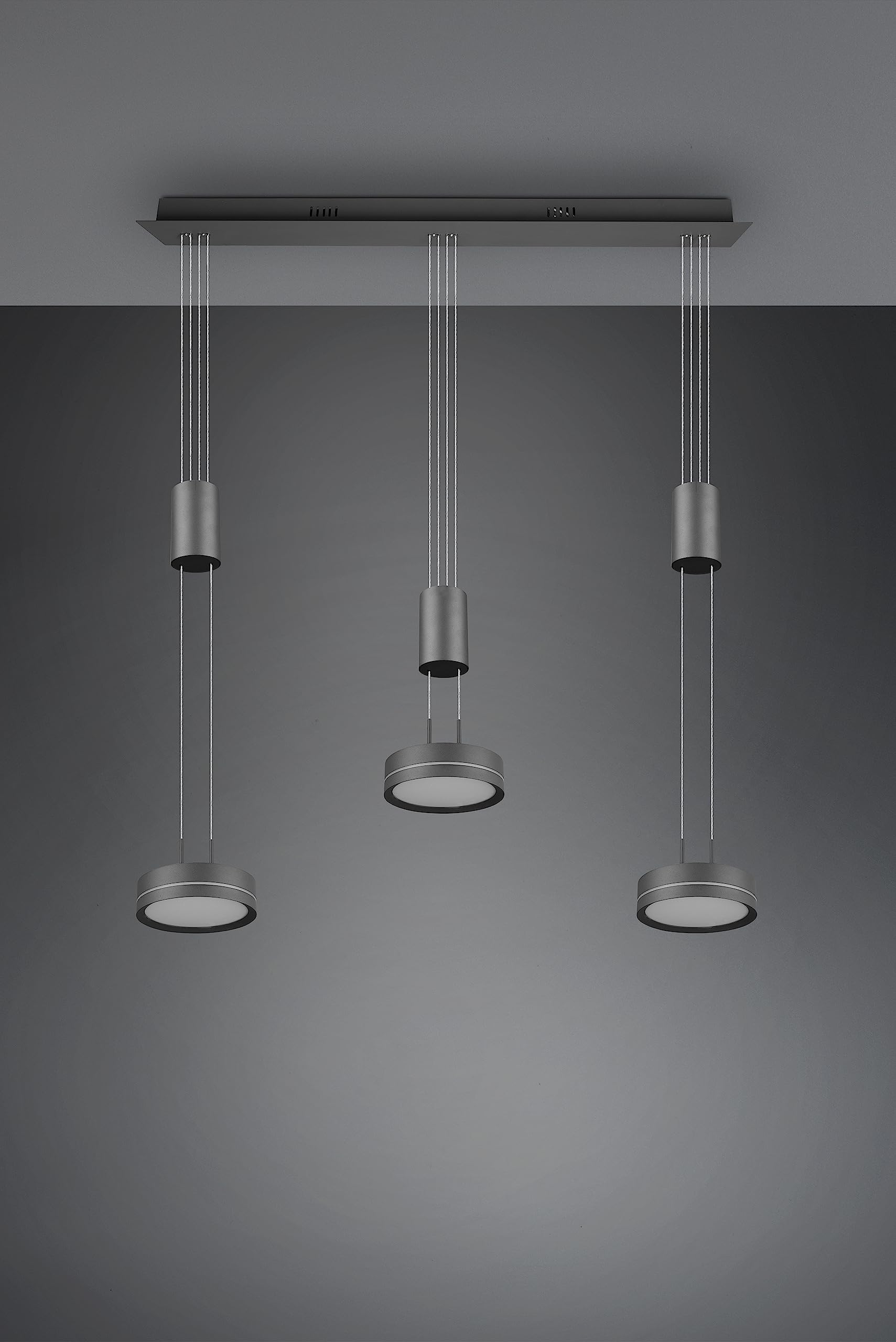 Trio Leuchten LED Pendelleuchte Franklin 326510342, Metall Anthrazit, inkl. 2x 9 Watt LED, Switch Dimmer