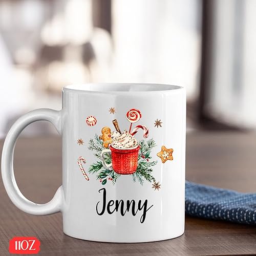 Miniatura 4 de Taza de Navidad de chocolate caliente personalizada, taza de café de Navidad personalizada con nombre, taza de té de Navidad de chocolate caliente,