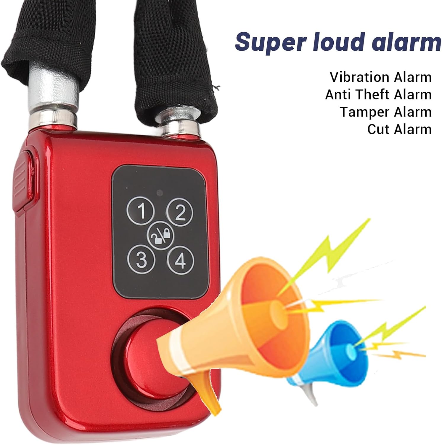 Y787G Chain Lock, Electric Motocycle Keyless Lock with Anti Theft Alarm, IP44 Water Cut Smart Lock, Motorcycle Smart Lock