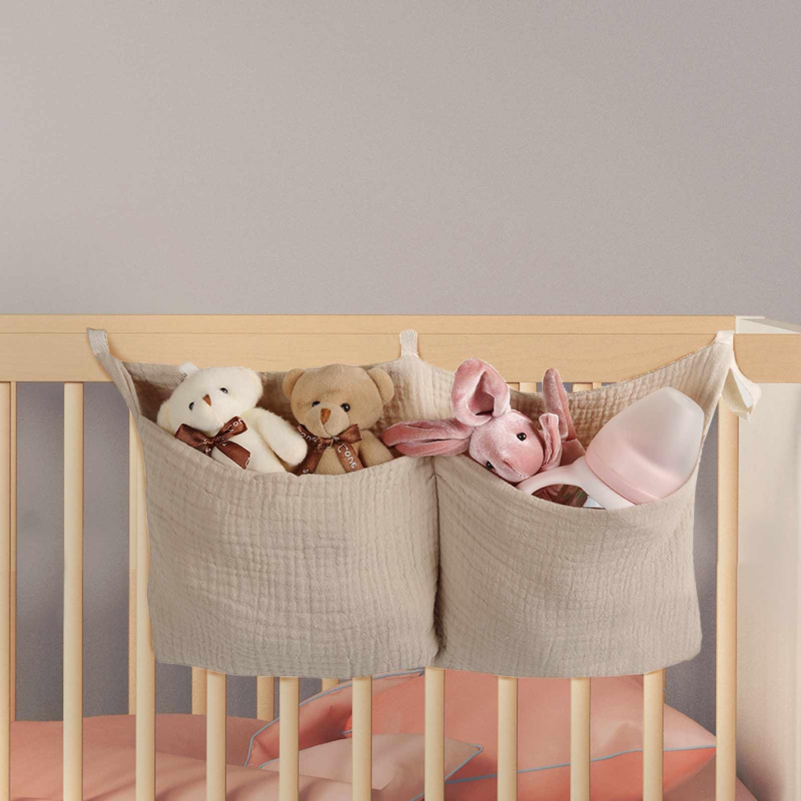 Diaper Caddy and Organizer for Changing Table and Crib Multi-Functional Hanging Diaper Stacker Nursery Organizer for Cribs Diaper Holder Baby Crib Hanging Storage and Accessories(Khaki, 8