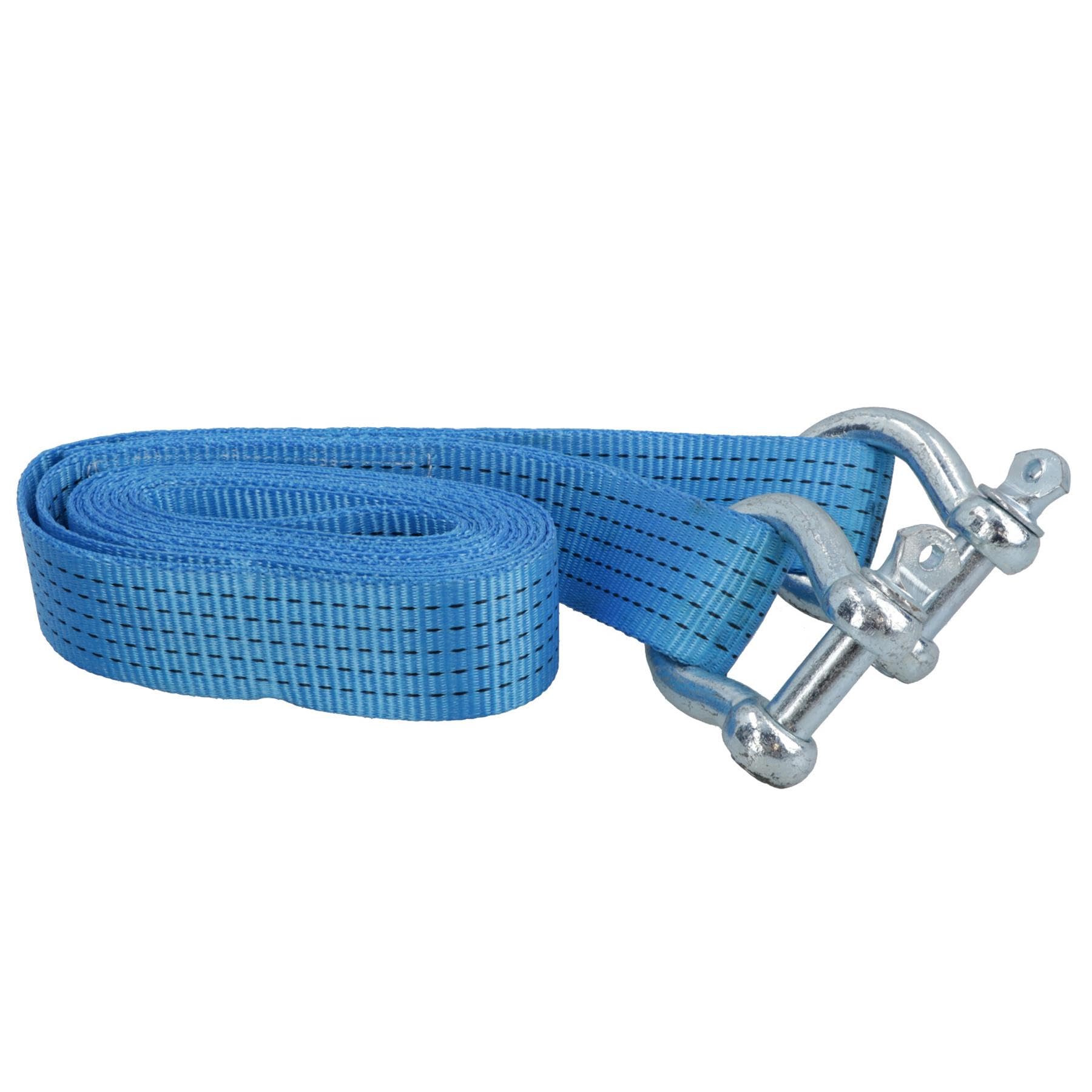 AB Tools Tow Rope/Towing Road Recovery Strap with Two Shackles 4 Metre 5 Ton SM008