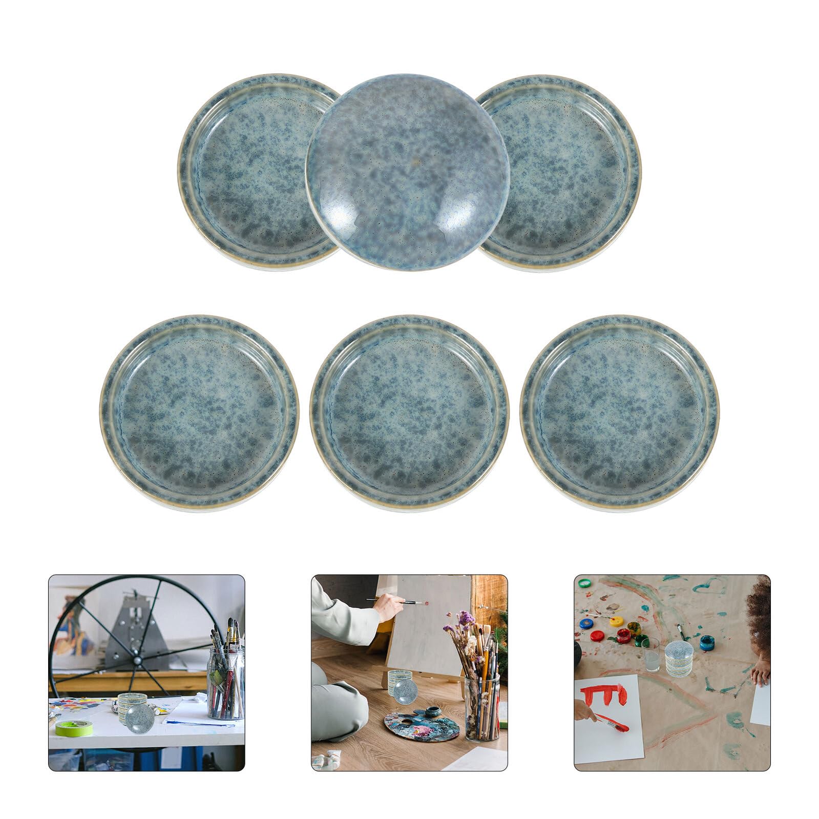 Keramik Aquarellmischpalette mit Deckel, Stapelbar, Blau, für Malen