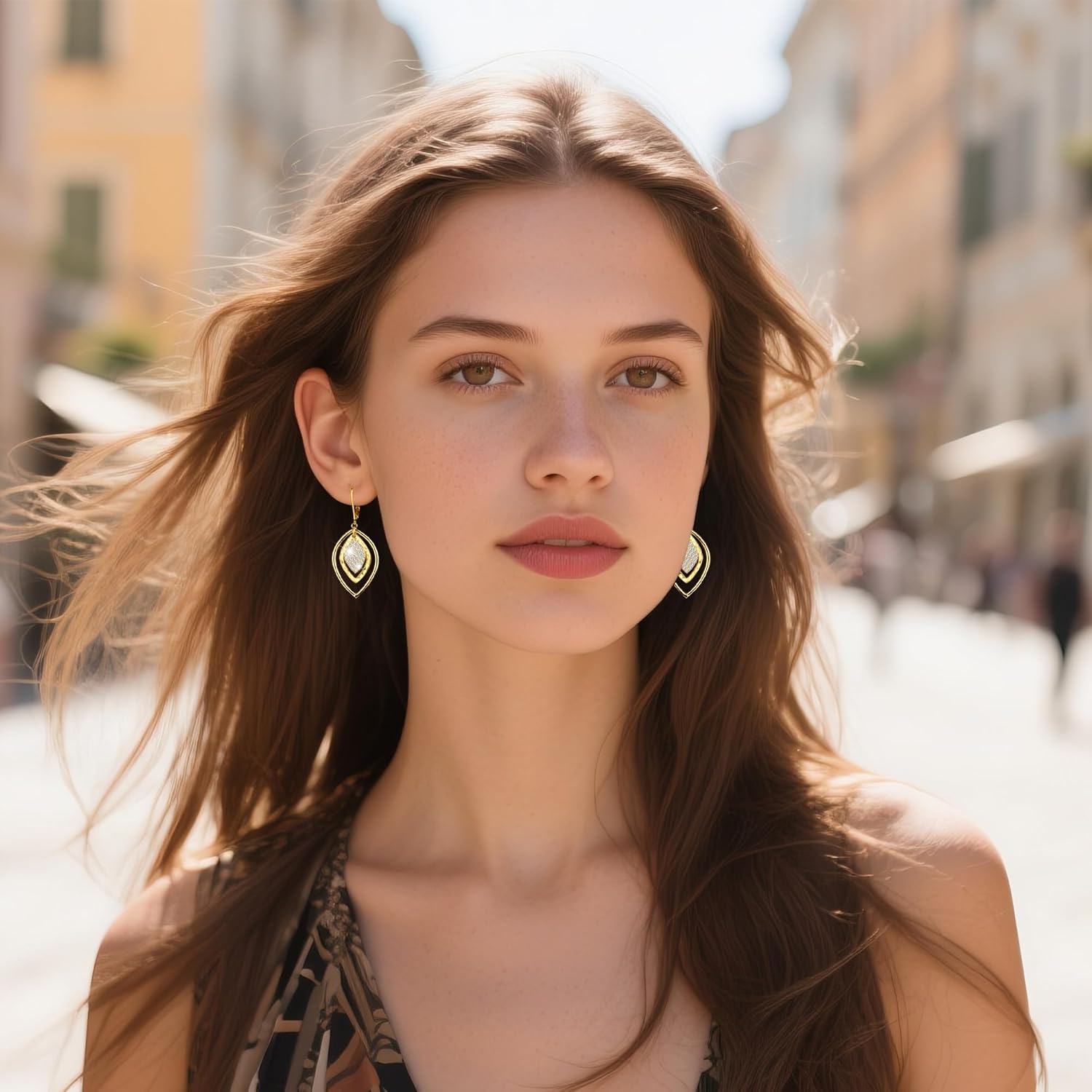 Leverback Sterling Silver 14K Gold Dangle Earrings for Women Trendy Hypoallergenic Drop Earring Statement Dangle Dangling Cubic Zirconia Earrings Jewelry Gifts - Image 3