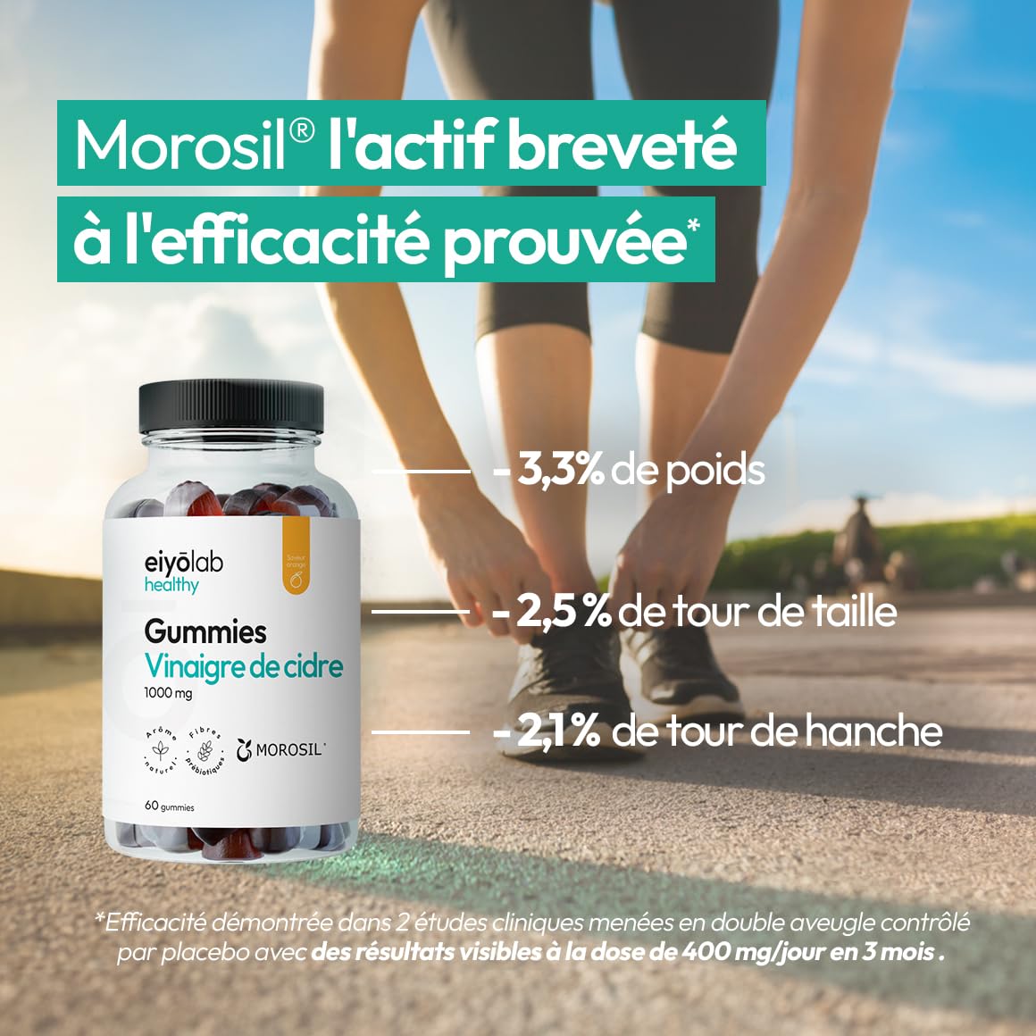 Gummies Morosil® - Vinaigre de Cidre | Digestion - Perte de Poids - Brûle Graisses | Vinaigre de cidre avec la "mère" | Morosil™ issu d’Orange Sanguine | Gummies Goût Orange | Sans Gélatine | Eiyolab