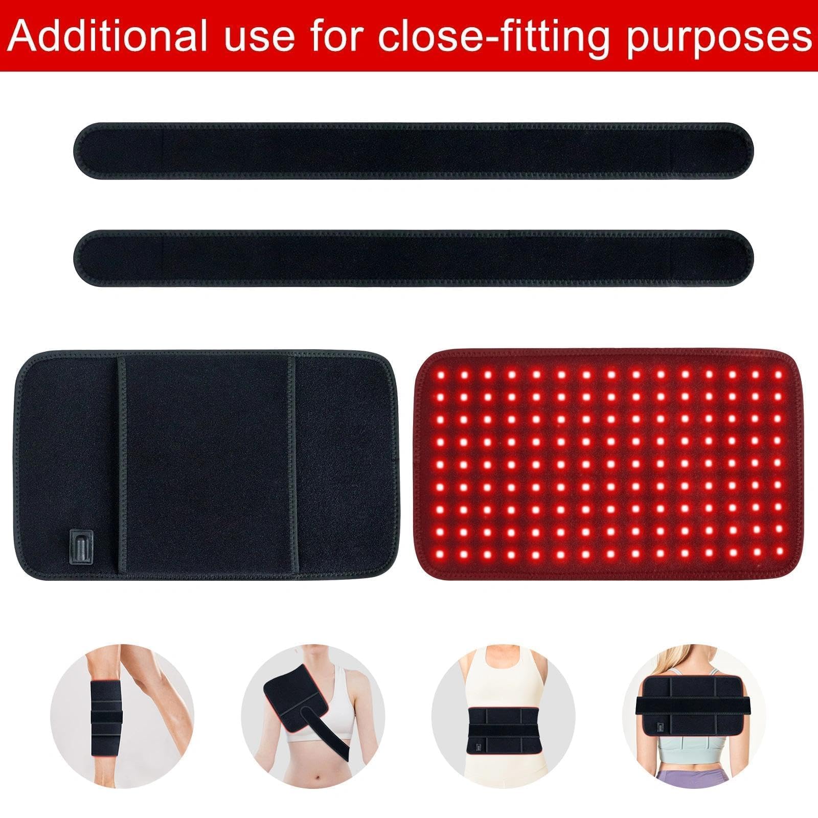 Luce rossa per viso e corpo, lampada a luce infrarossa 2 in 1 e cuscinetto avvolgente indossabile, impulso 10 Hz 660 nm 850 nm dispositivo per alleviare il dolore al corpo e alla schiena