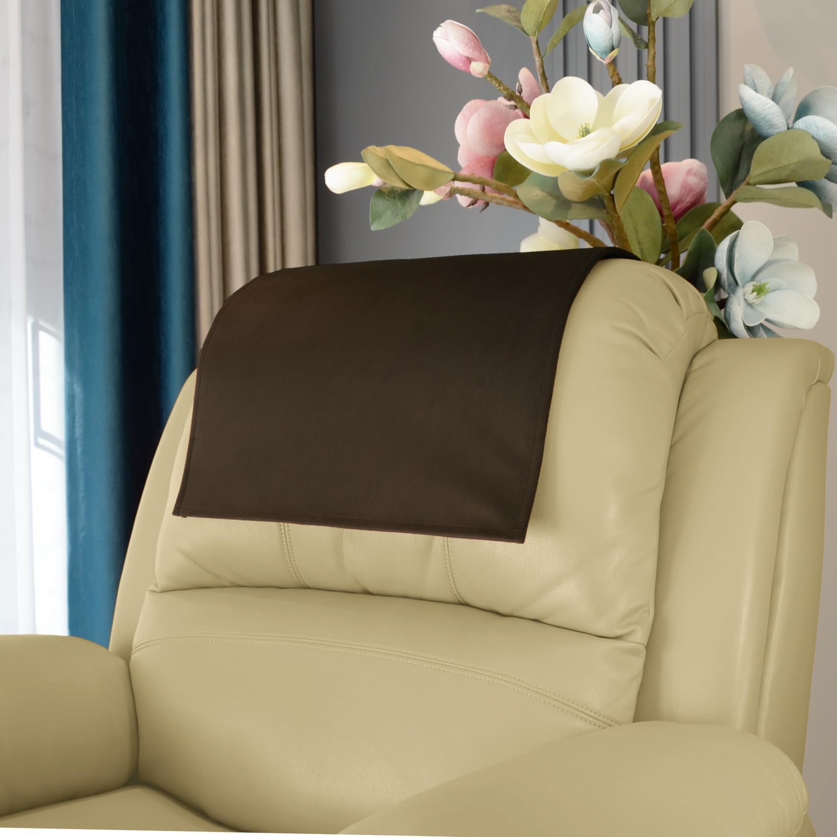 Housse appui-tête inclinable en velours doux antidérapant pour canapé et fauteuil