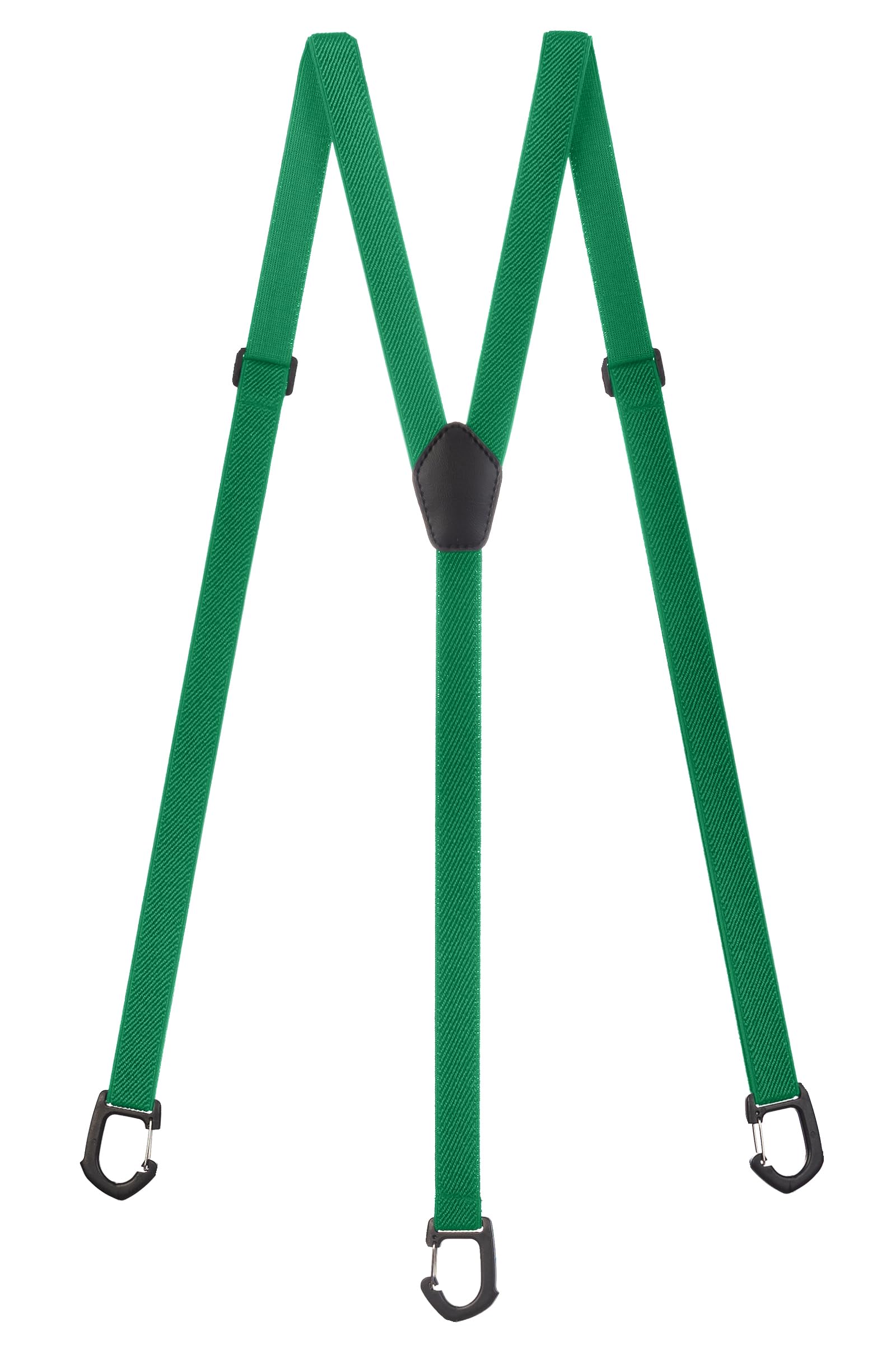 Olata Skinny Y-Shape Braces/Suspenders with Plastic Carabiner Clips - 2cm. Green