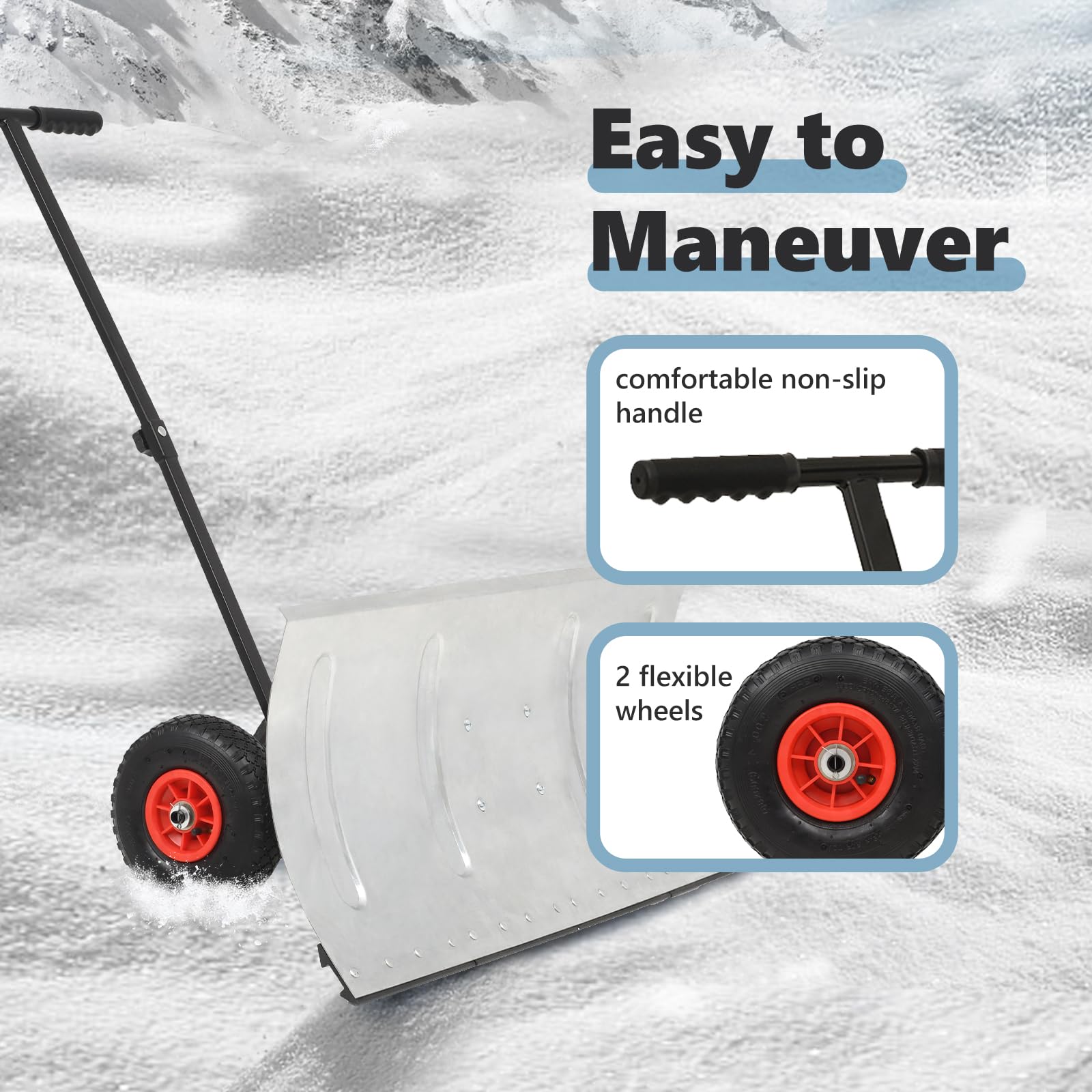 vidaXL Chasse-Neige Manuel avec Roues Pelle Entrée de Garage Trottoir Sentier