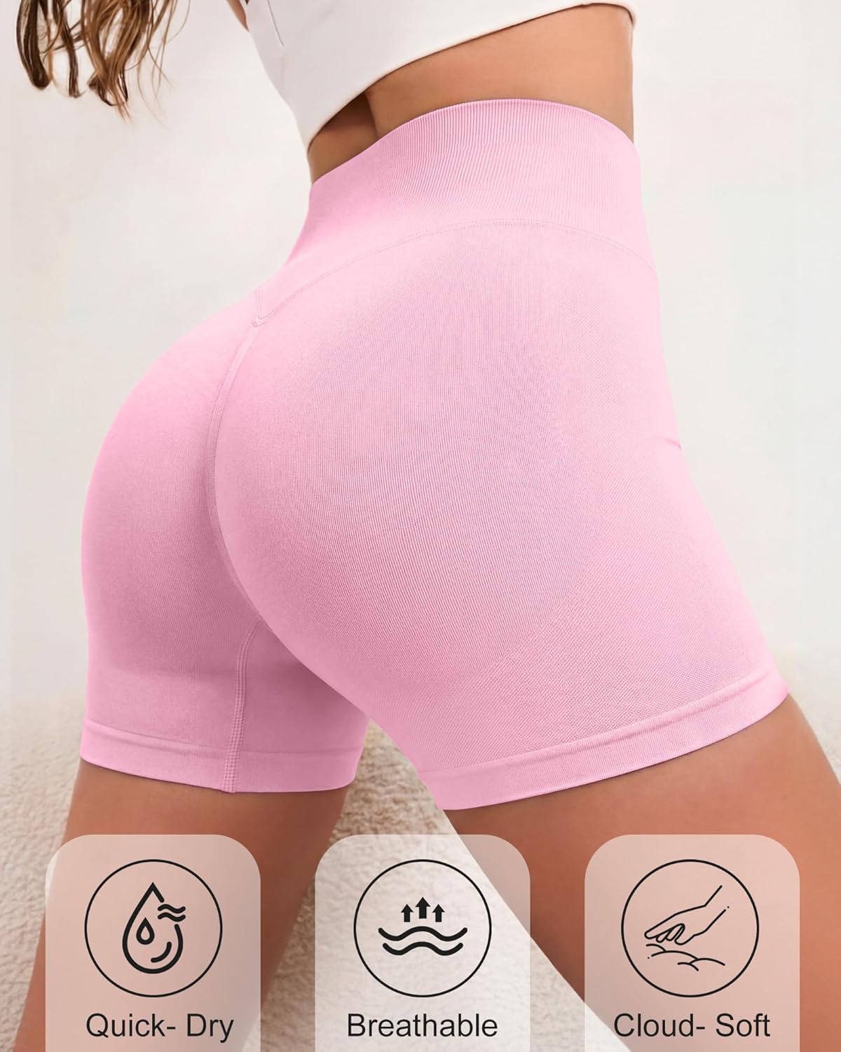 Coume 3 Pack Women Workout Impact Shorts 4.5" Scrunch Butt Lifting High Waisted Seamless Biker Athletic Gym Yoga Shorts - Image 6