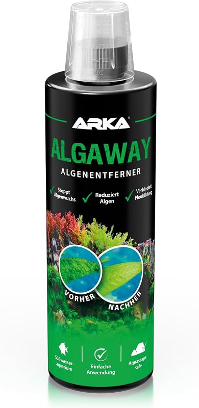 Algenvernichter Aquarium 473 ml – gegen Faden-, Punkt- & Grünalgen – kupferfrei & pflanzensicher – für klares Wasser & gesunde Pflanzen im Süßwasseraquarium – ARKA Algaway
