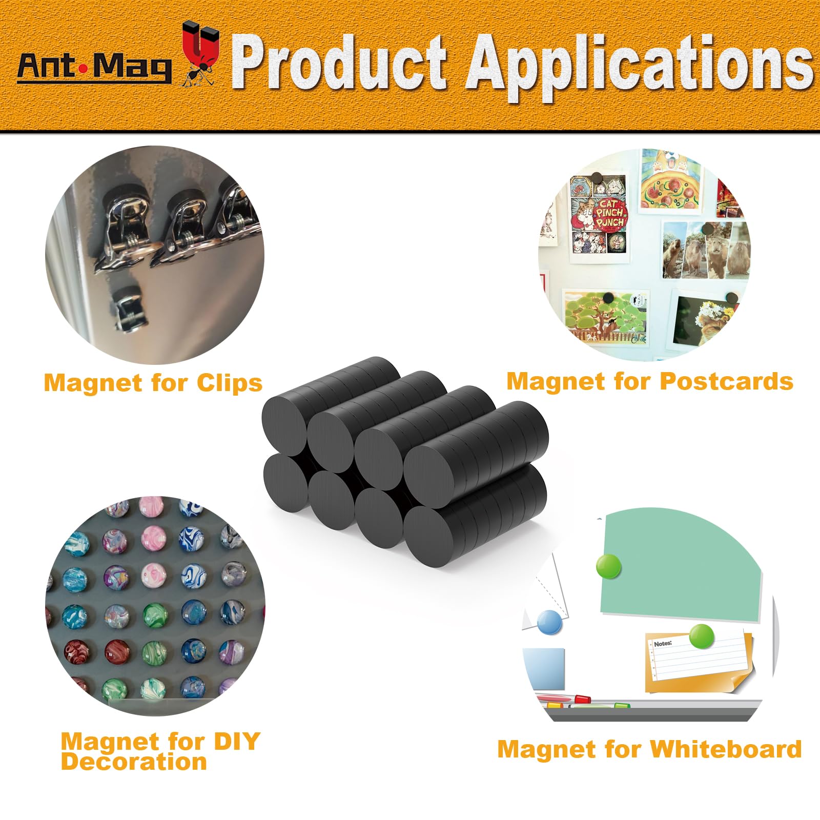 Ant Mag Ceramic Magnets for Crafts Round Black 64pcs — Amazon image 5