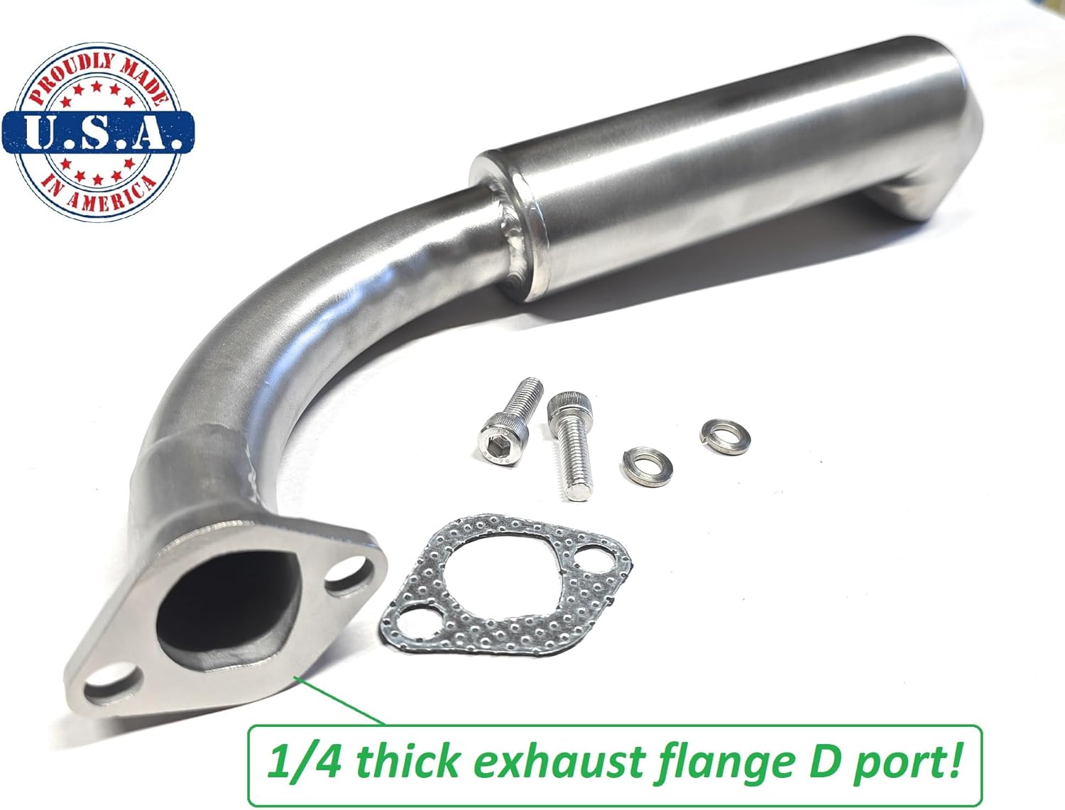 ARSPORT Stainless Exhaust for Surface drive mud motor compatible with Hond GX160 & GX200, Predator 212, Predator 224cc Surface Drive Motor, mud motors, Lake boats., silver