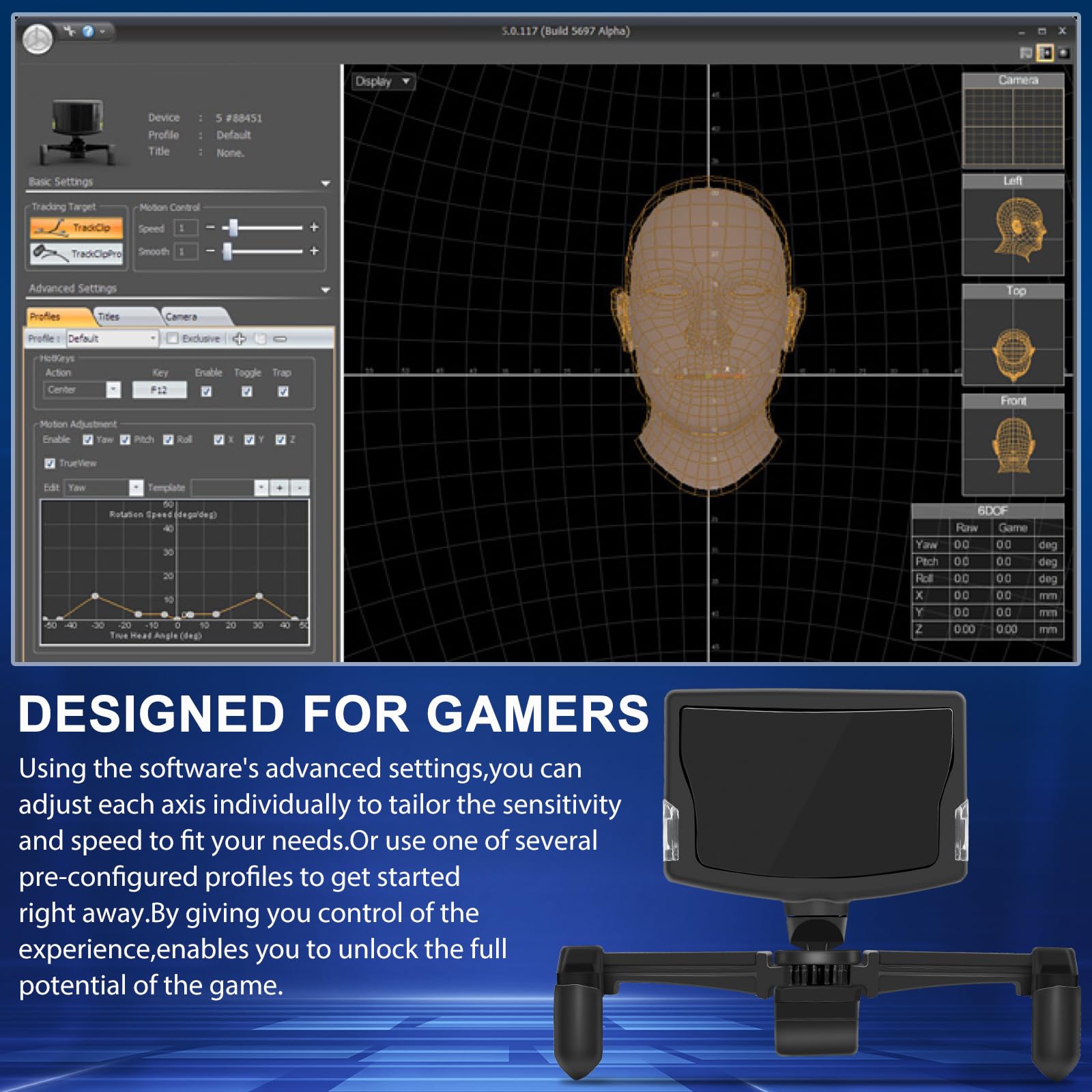 Head Sight Tracking für TrackNP 5 6DOF Kopfverfolgungssystem, Gaming, professionelle Kopfhaltung, optisches Infrarot-Tracksystem, Game-Controller als VR